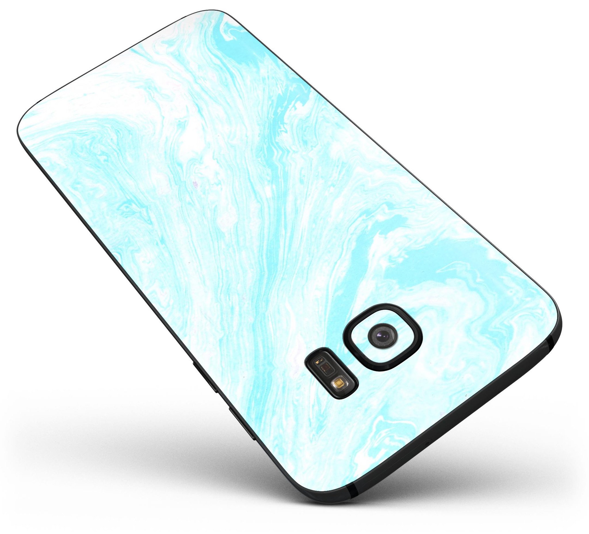 Bright Blue Textured Marble Full Body Skin-Kit for Samsung Galaxy S7/S7 Edge, showcasing vibrant colors and premium vinyl material.