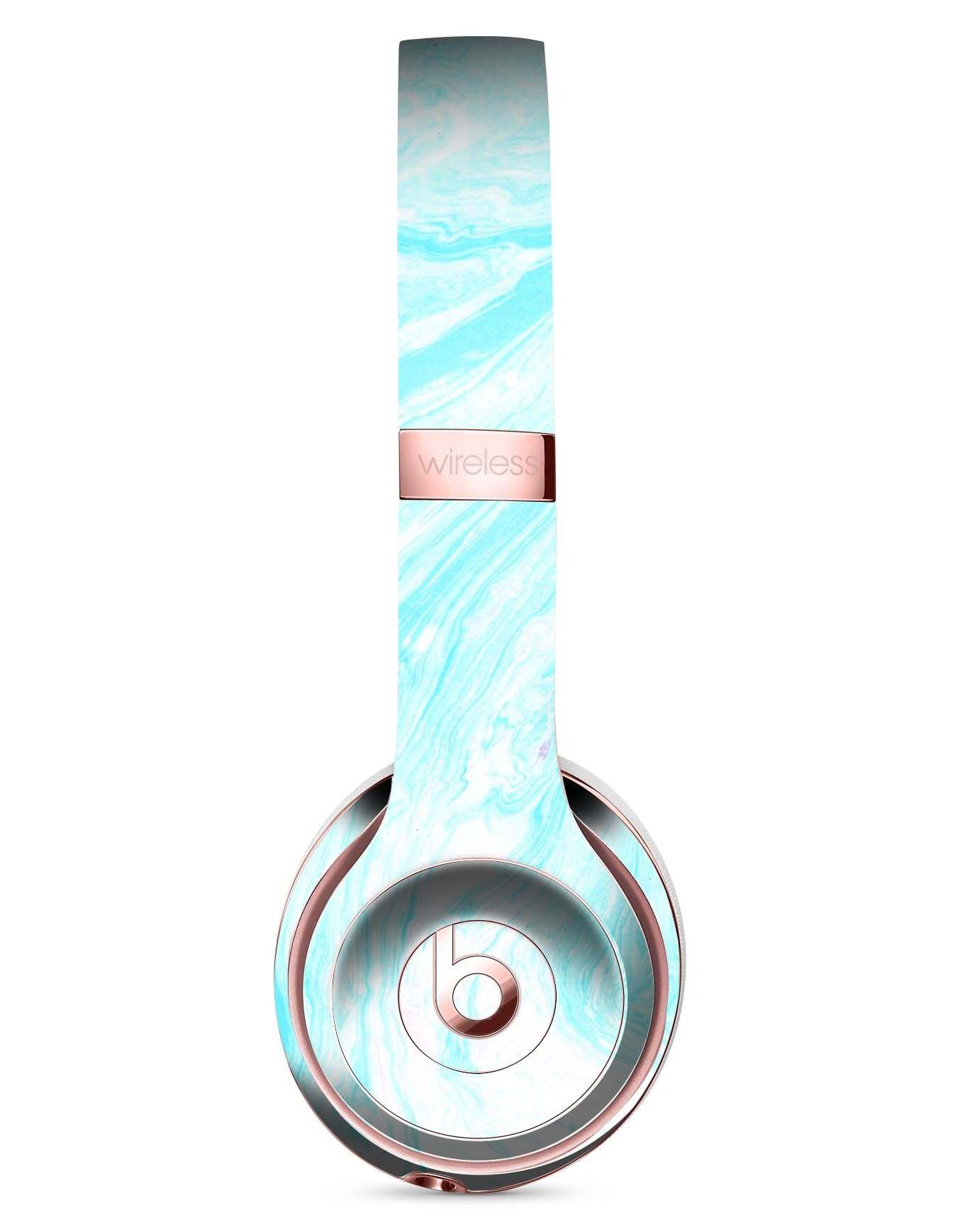 Bright Blue Textured Marble Full-Body Skin Kit for Beats by Dre Solo 3 Wireless Headphones, showcasing vibrant colors and sleek design.