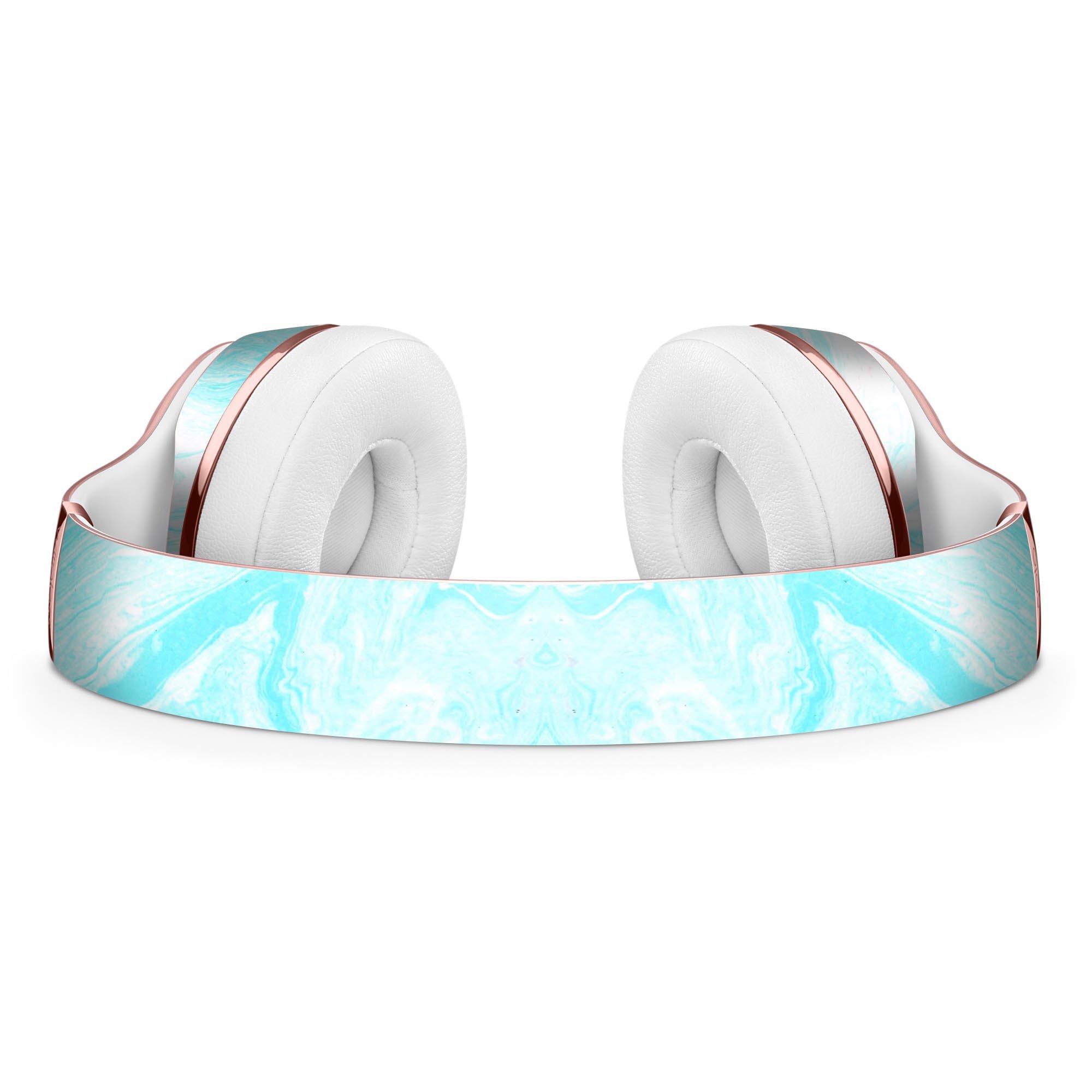 Bright Blue Textured Marble Full-Body Skin Kit for Beats by Dre Solo 3 Wireless Headphones, showcasing vibrant colors and sleek design.