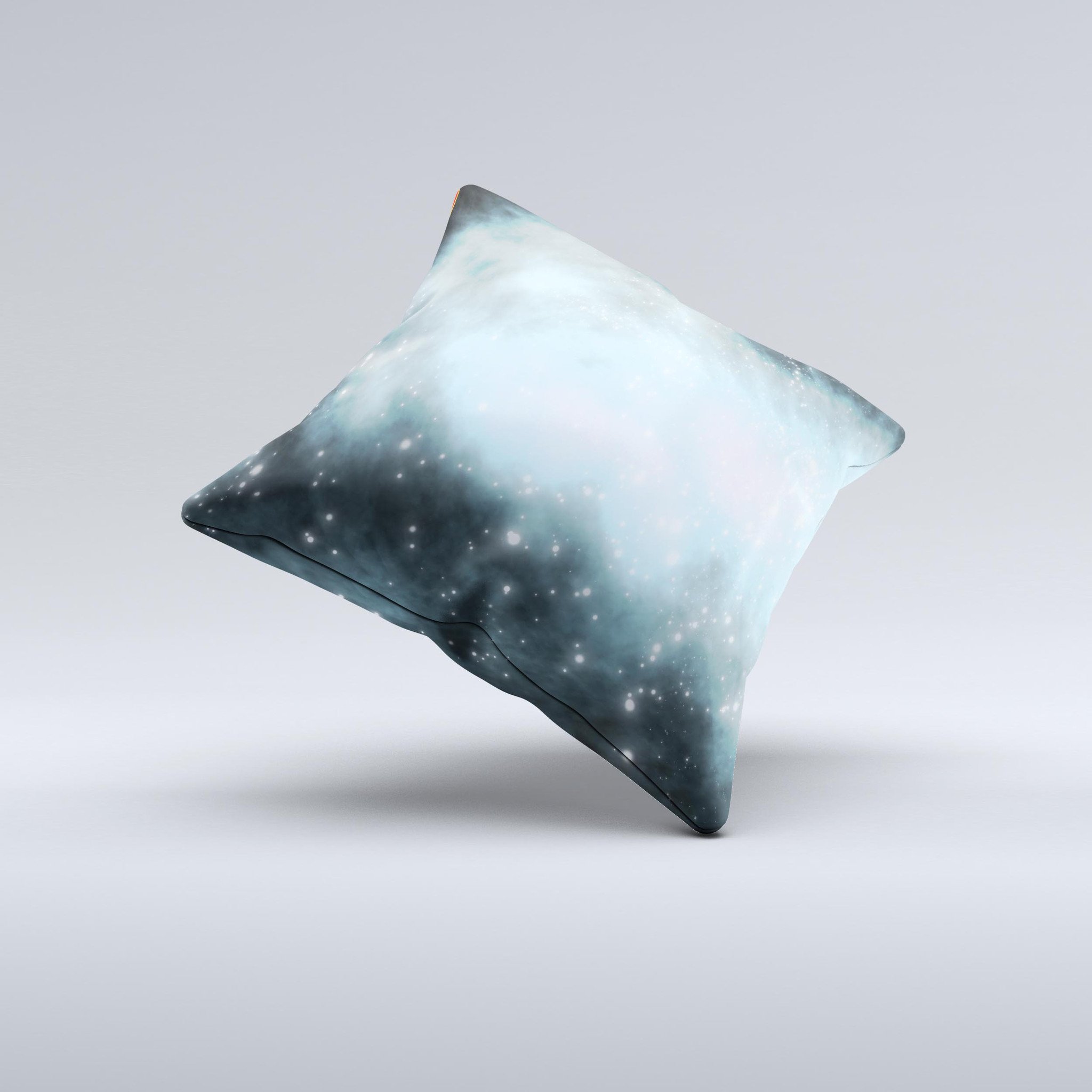 Bright Blue Vivid Galaxy Ink-Fuzed Decorative Throw Pillow showcasing a vibrant galaxy design with intricate details, handcrafted in Virginia.