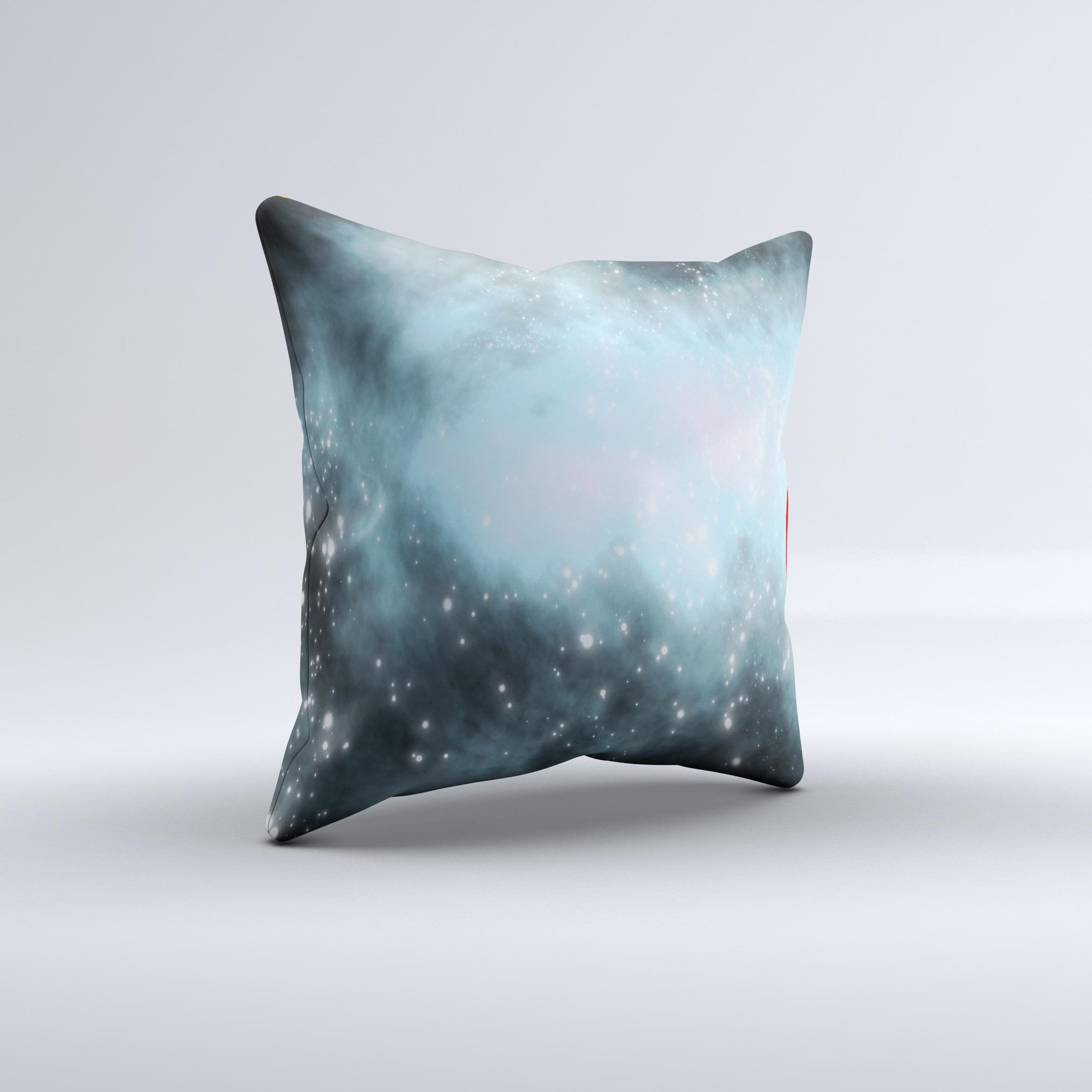 Bright Blue Vivid Galaxy Ink-Fuzed Decorative Throw Pillow showcasing a vibrant galaxy design with intricate details, handcrafted in Virginia.