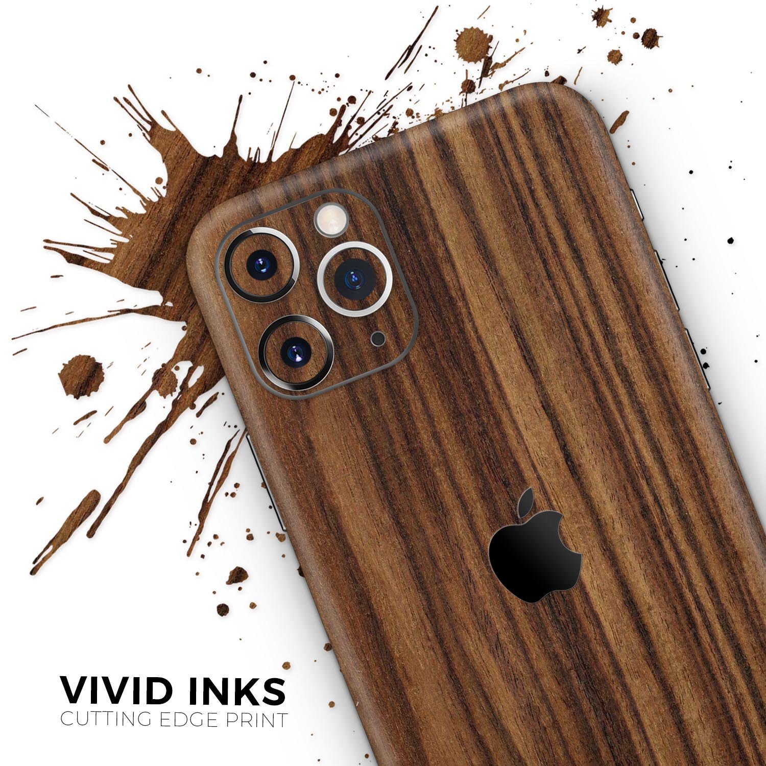 Bright Ebony Woodgrain Skin-Kit for Apple iPhone, showcasing a sleek design and premium finish.