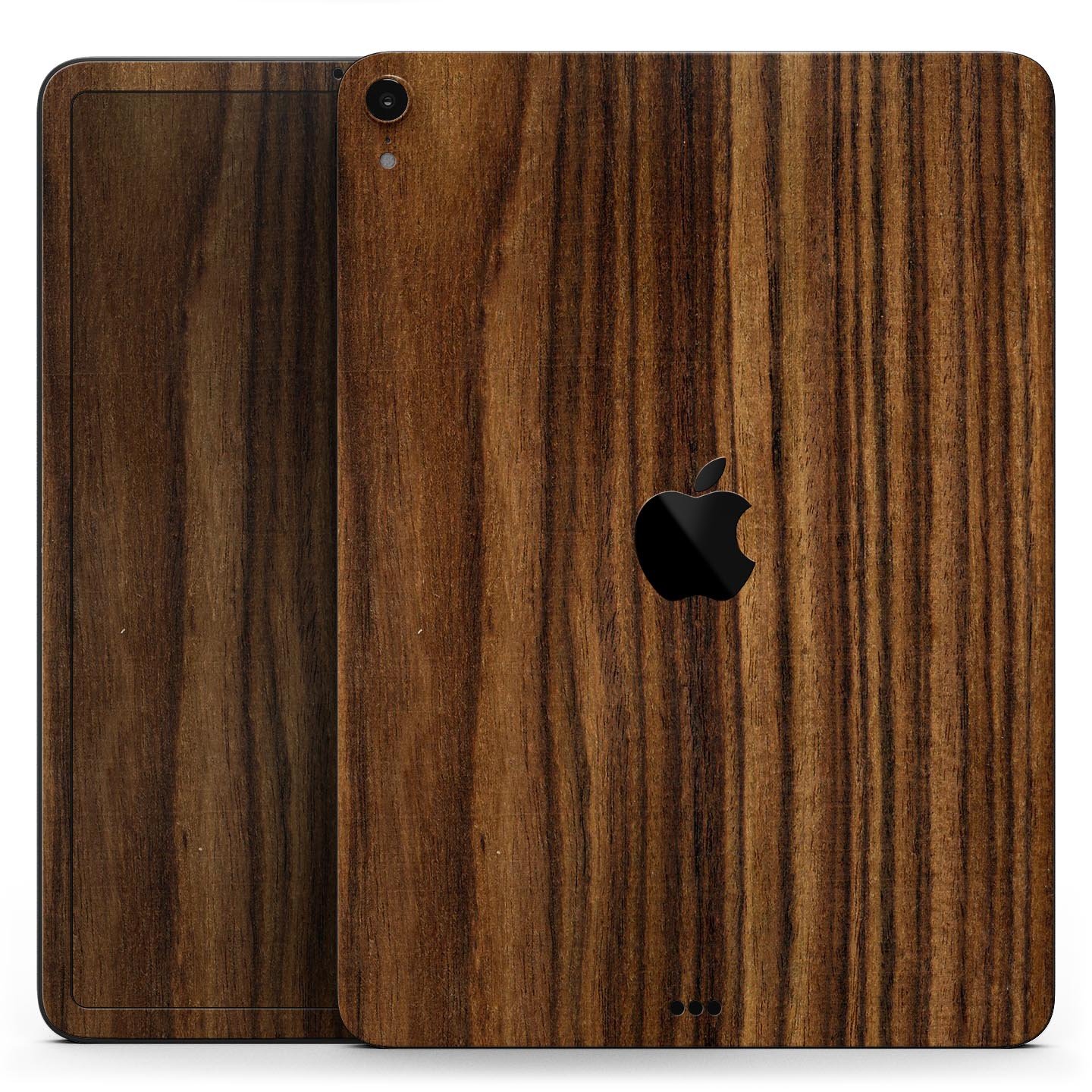 Bright Ebony Woodgrain skin decal for Apple iPad Pro, showcasing a sleek wood texture design for stylish protection.