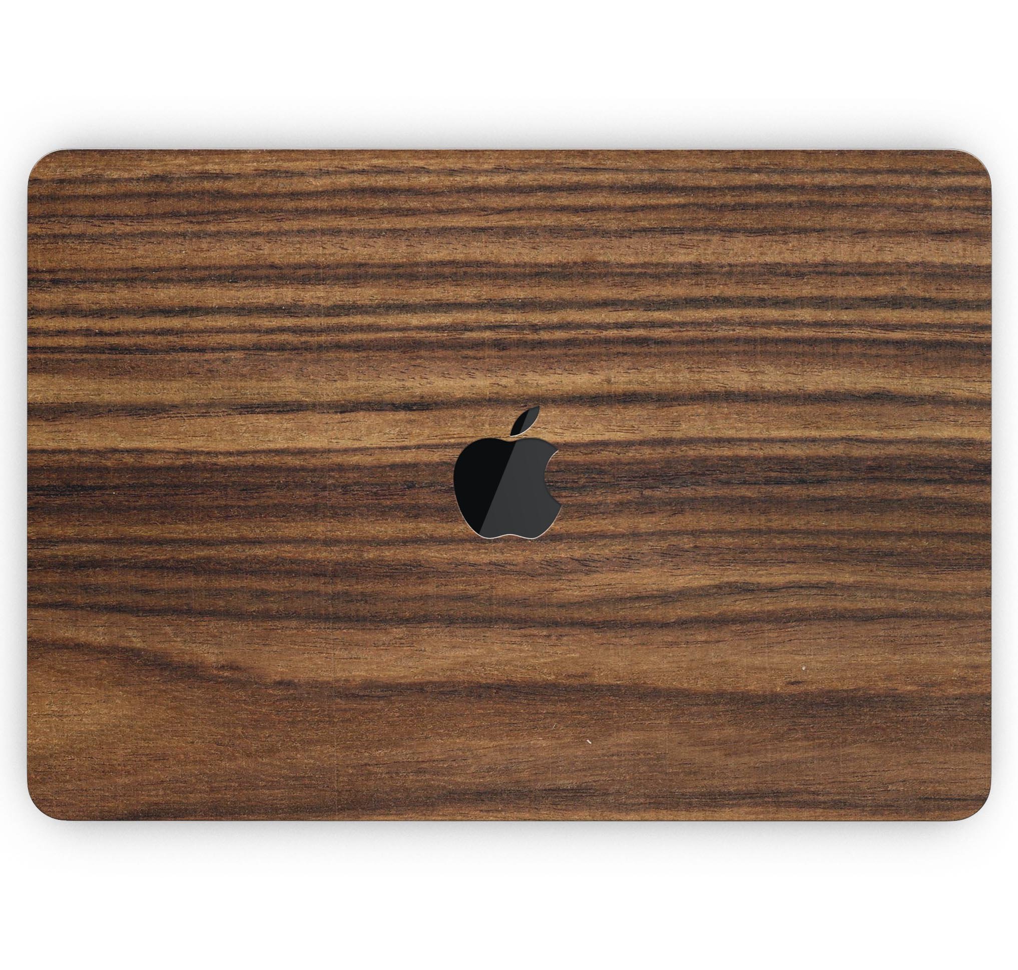 Bright Ebony Woodgrain skin decal wrap kit for MacBook, showcasing a stylish woodgrain design and premium vinyl material.