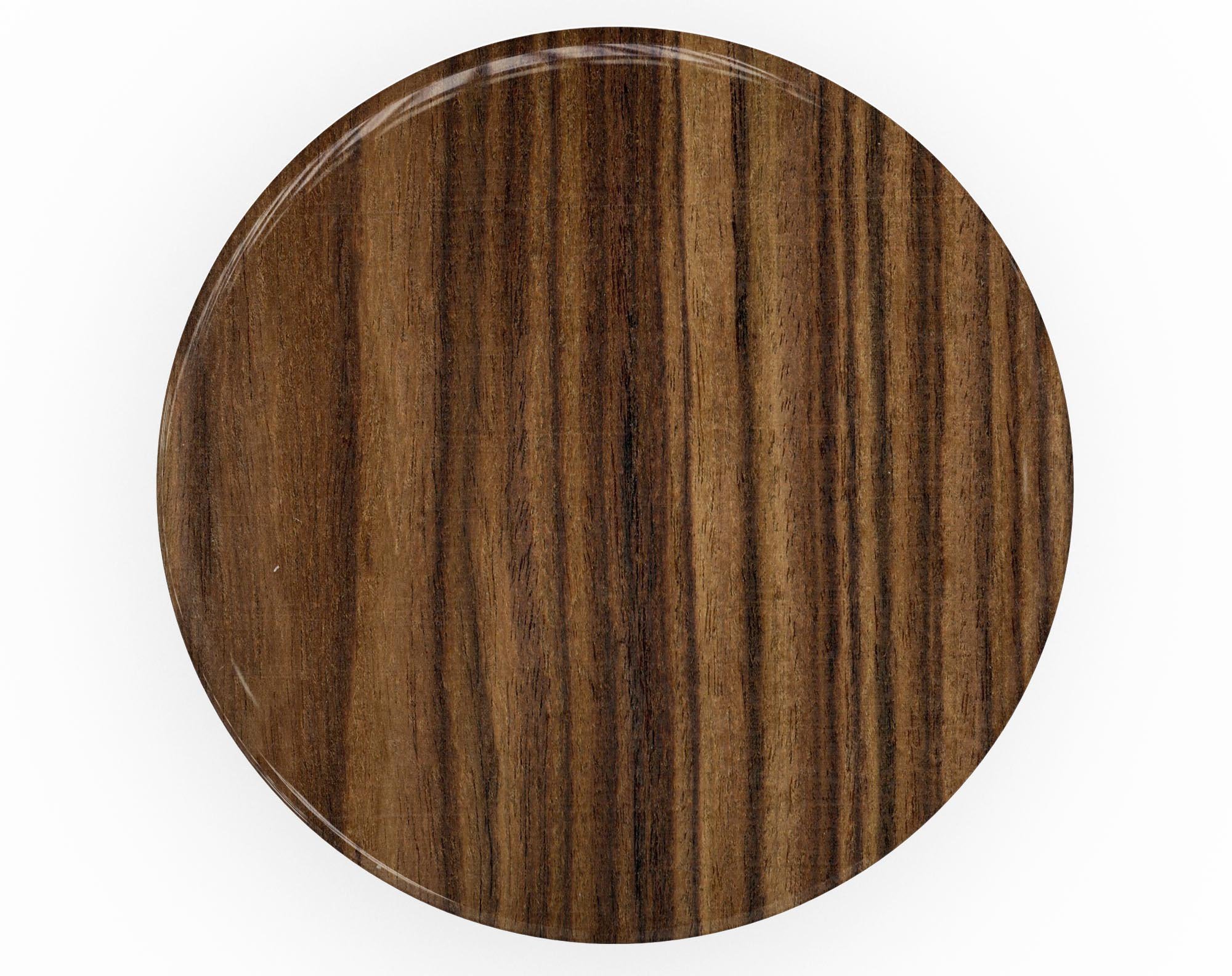 Bright Ebony Woodgrain Skin Kit for PopSockets, showcasing a stylish woodgrain design on a smartphone grip.