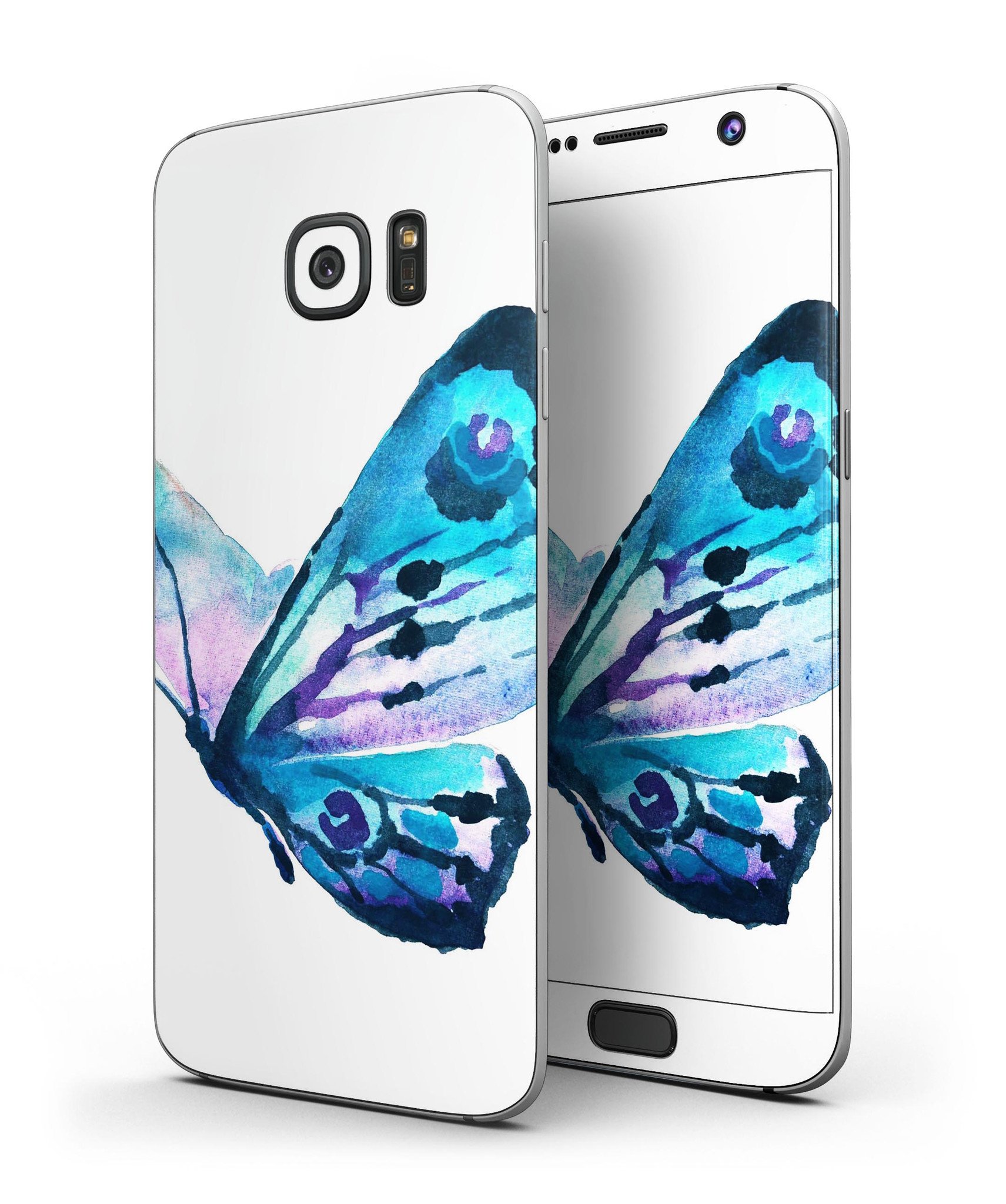 Bright Graceful Butterfly full body skin kit for Samsung Galaxy S7 and S7 Edge, showcasing vibrant design and premium vinyl material.