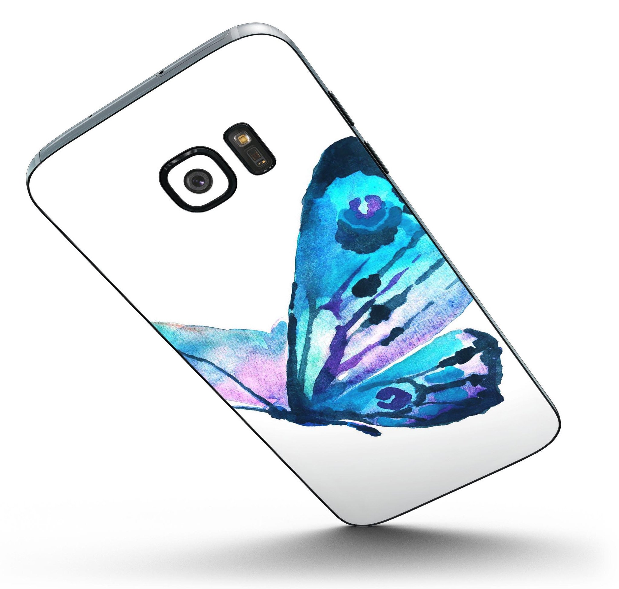 Bright Graceful Butterfly full body skin kit for Samsung Galaxy S7 and S7 Edge, showcasing vibrant design and premium vinyl material.