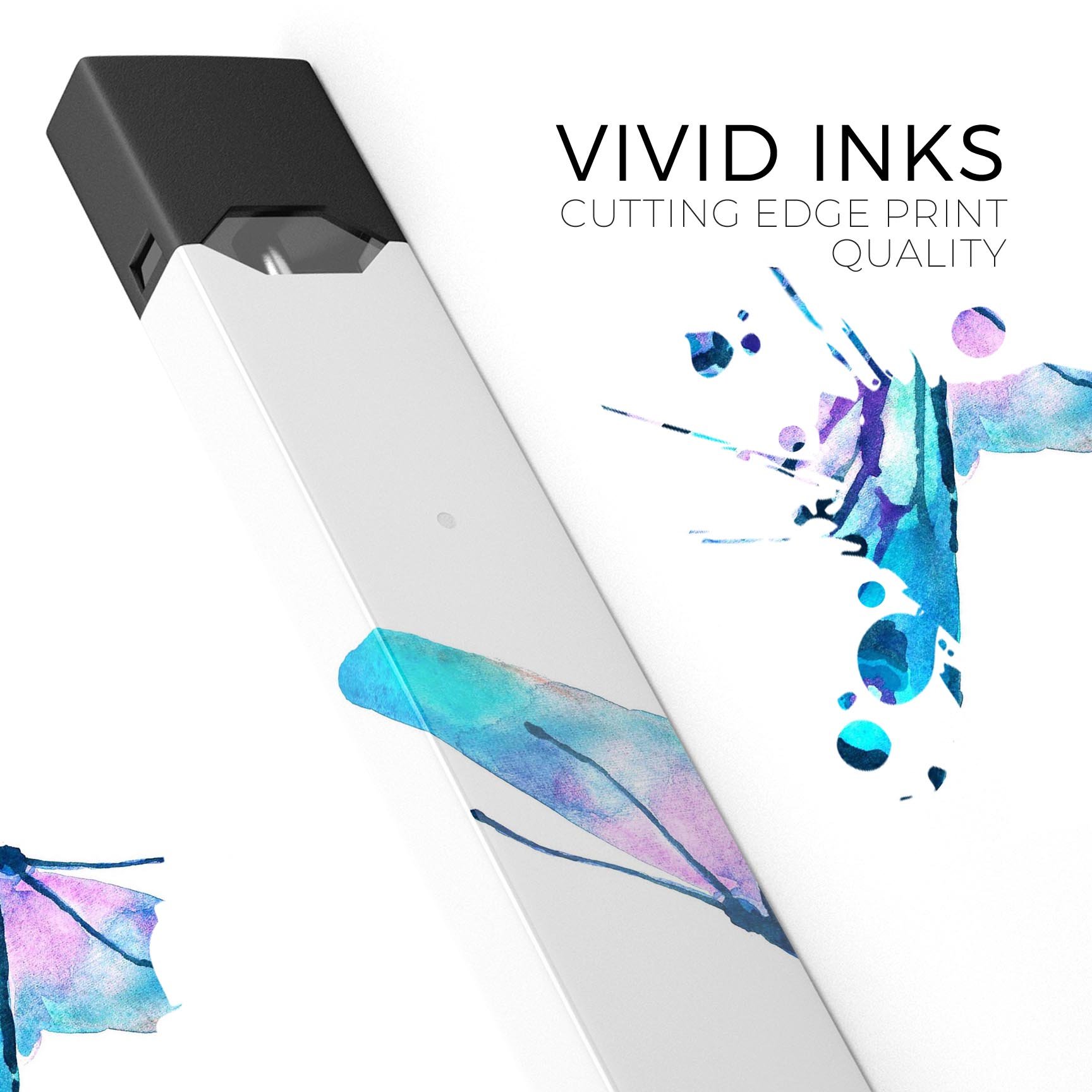 Bright Graceful Butterfly skin-wrap sticker designed for JUUL vaping device, featuring vibrant colors and intricate butterfly design.