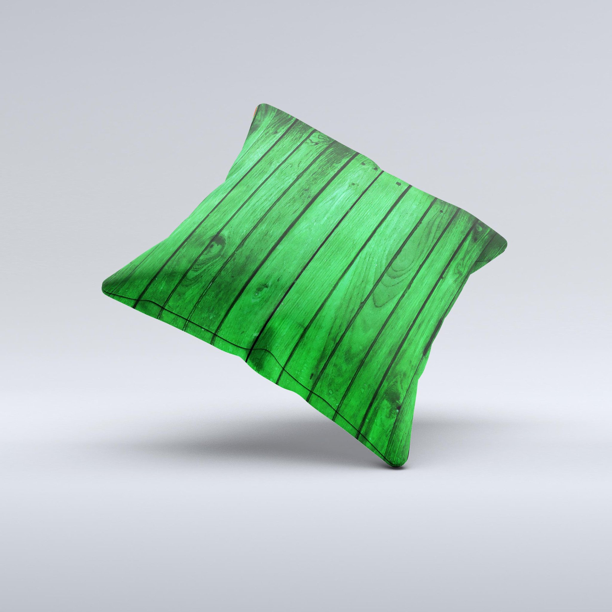 Bright Green Highlighted Wood Ink-Fuzed Decorative Throw Pillow with unique handcrafted design and high-quality fabric.