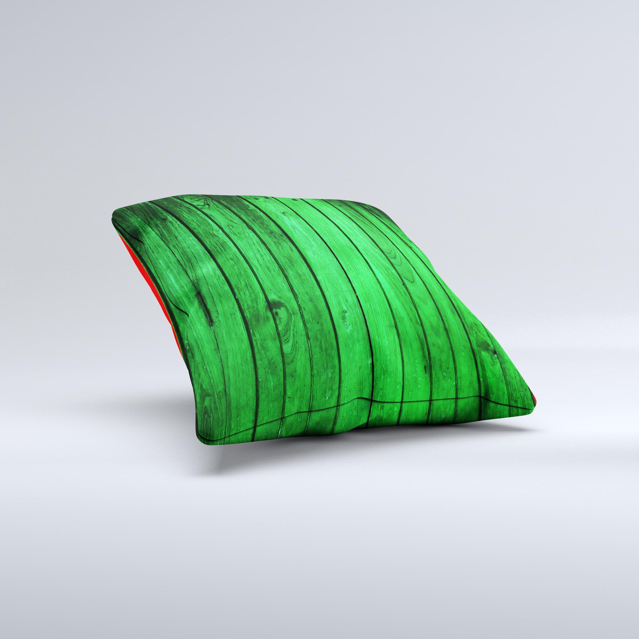 Bright Green Highlighted Wood Ink-Fuzed Decorative Throw Pillow with unique handcrafted design and high-quality fabric.