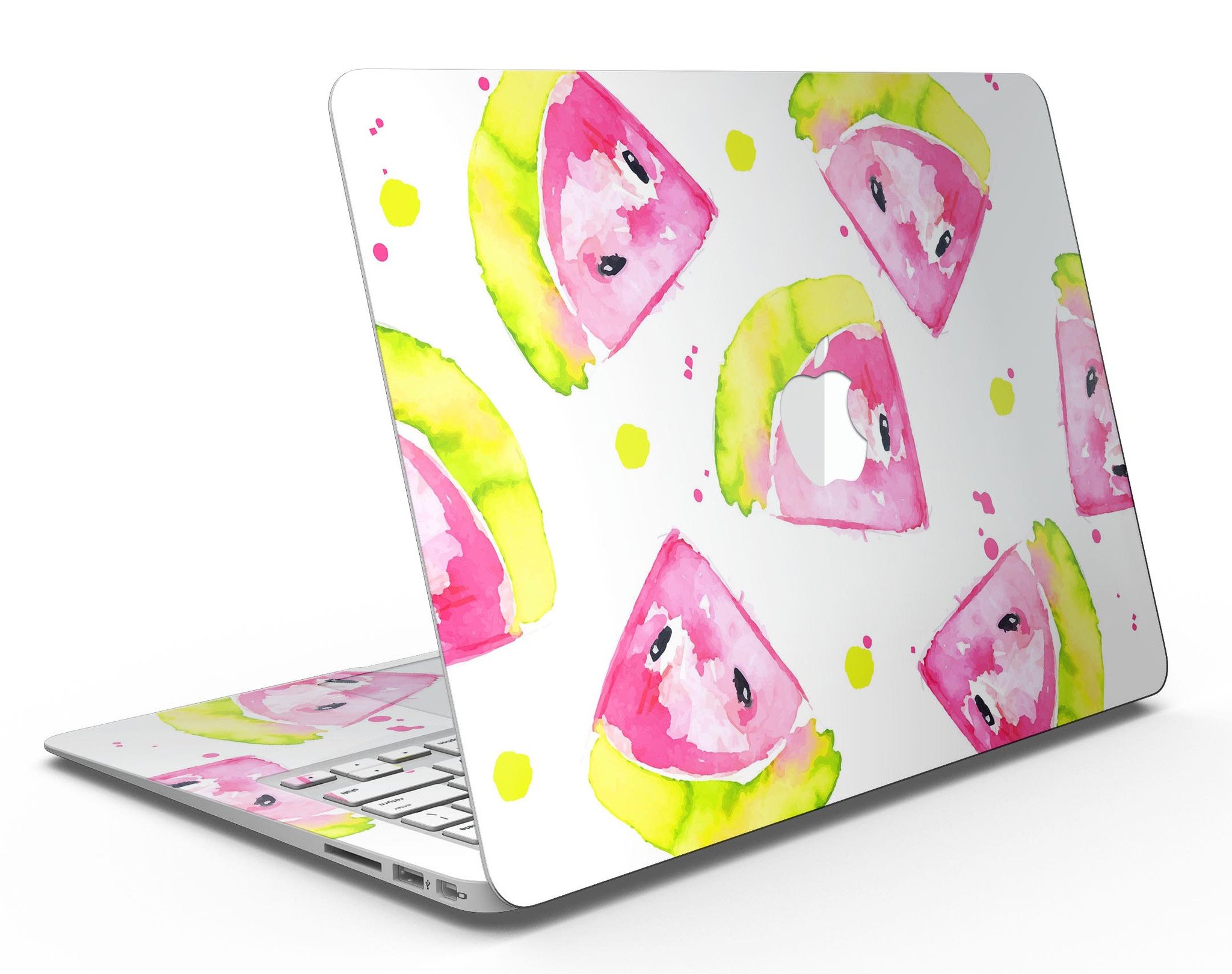 Bright Highlighter WaterColor-Melins skin kit for MacBook Air, showcasing vibrant colors and a sleek design.