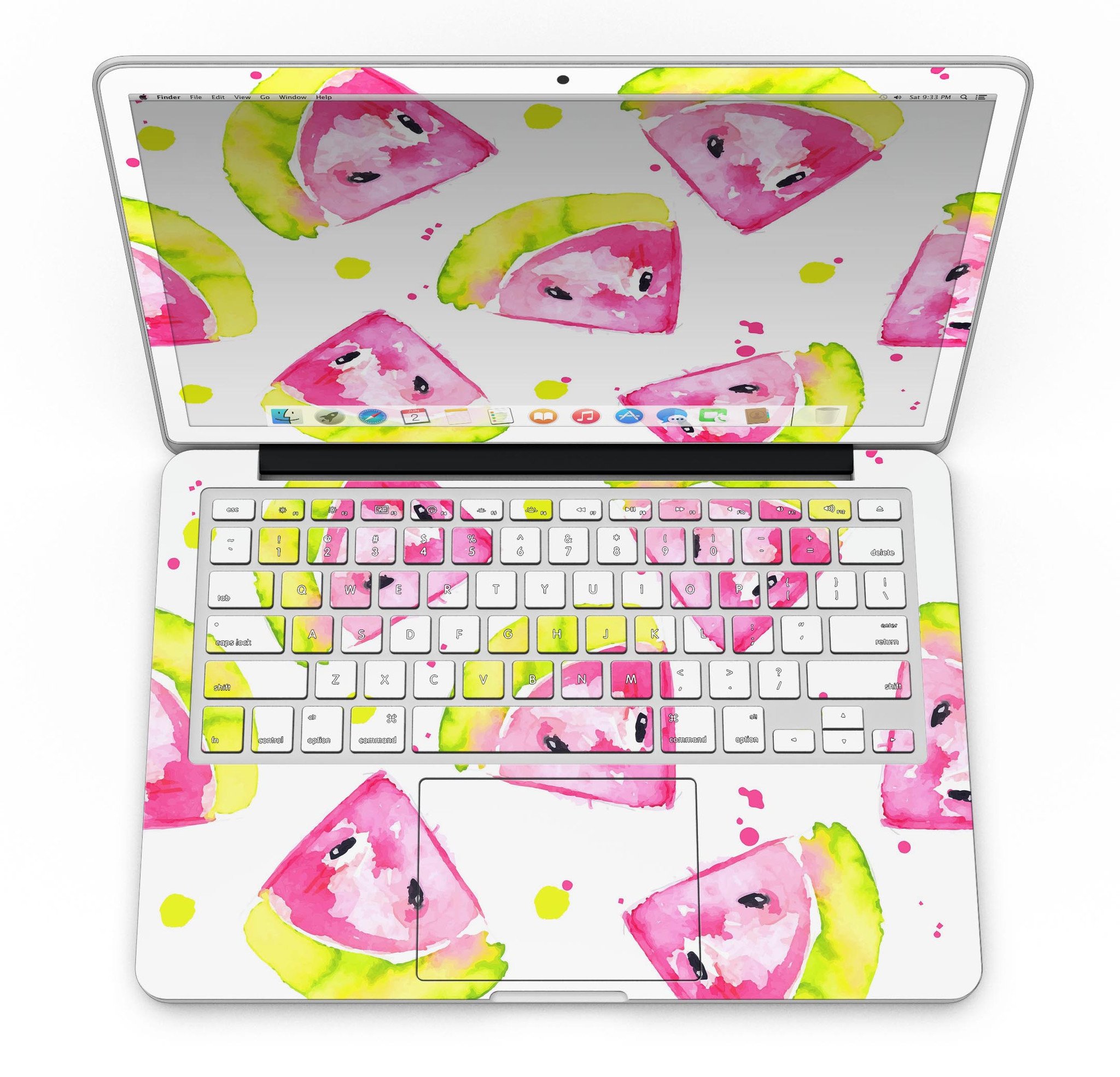 Bright Highlighter WaterColor skin for MacBook Pro with Retina Display, showcasing vibrant colors and a sleek design.