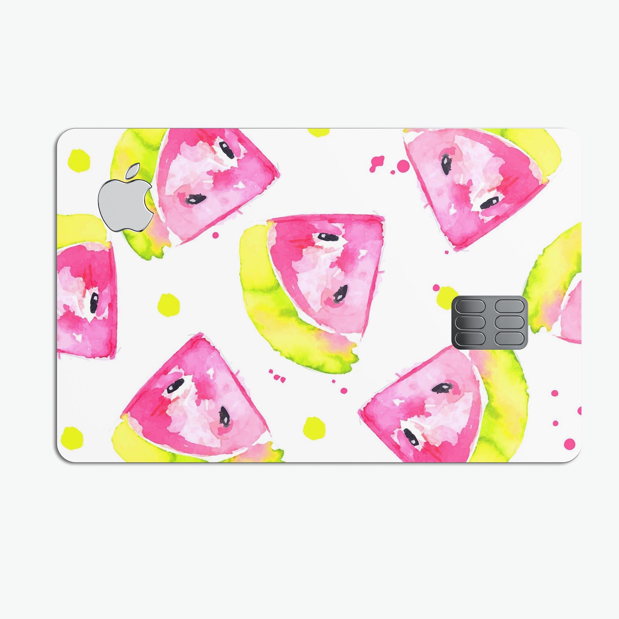 Bright Highlighter WaterColor-Melins Premium Protective Decal for Apple Card, showcasing vibrant colors and a sleek design.