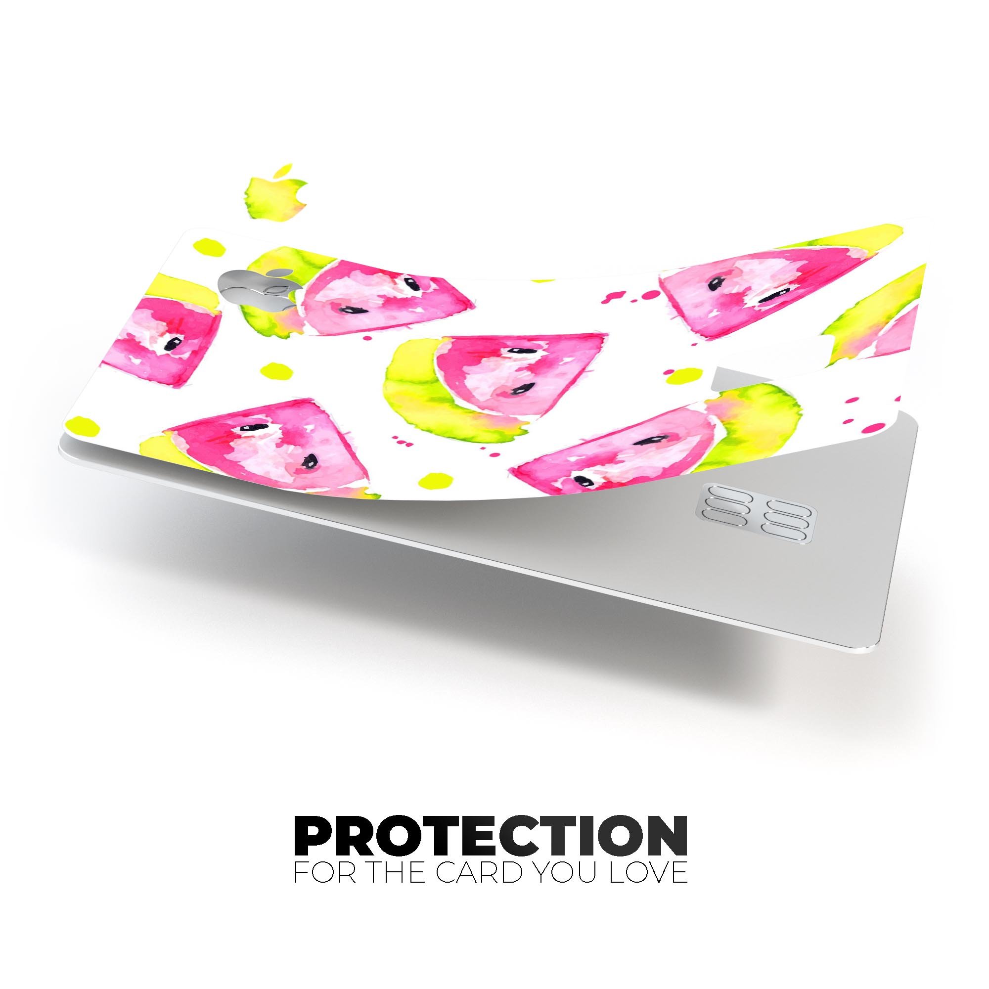 Bright Highlighter WaterColor-Melins Premium Protective Decal for Apple Card, showcasing vibrant colors and a sleek design.