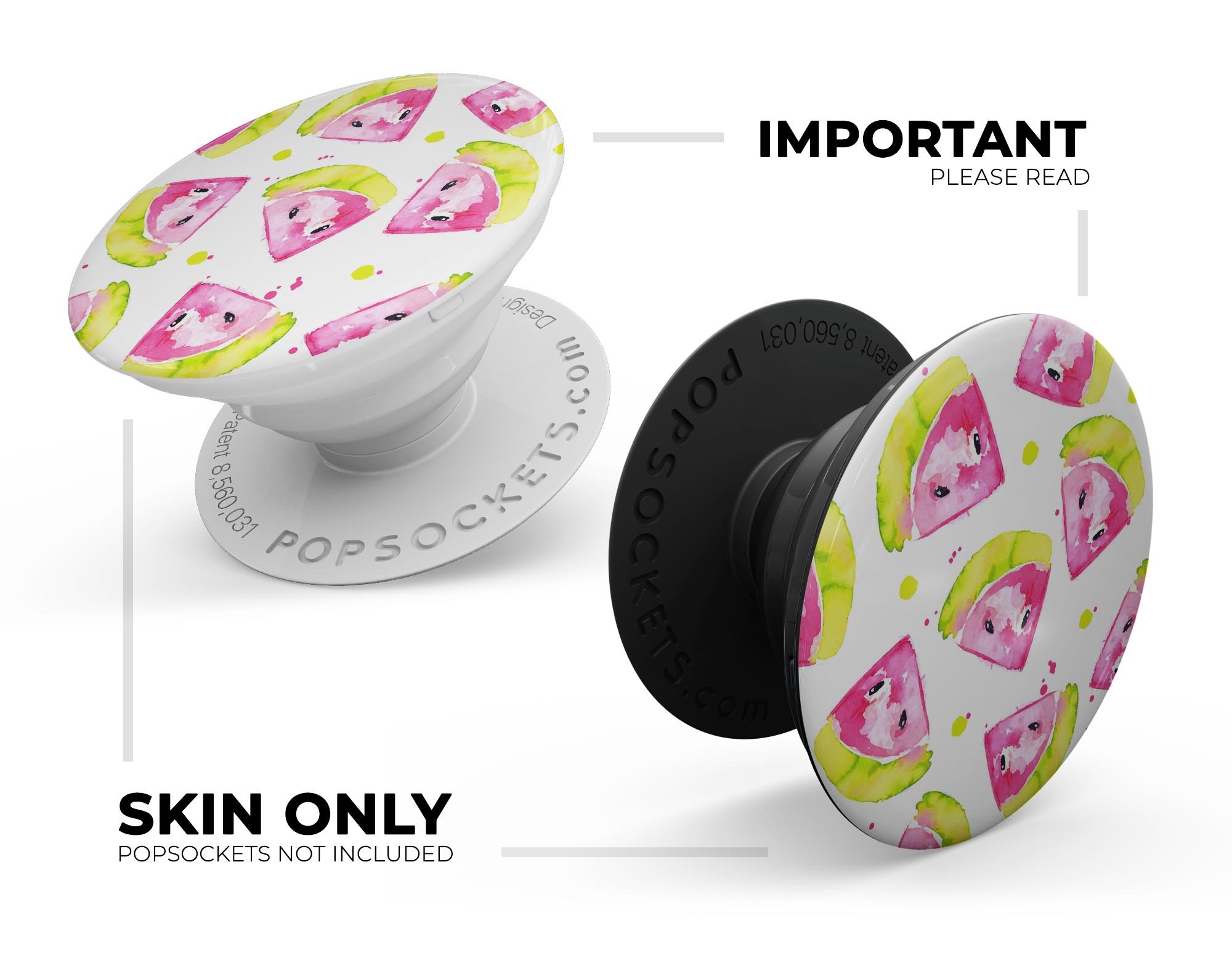 Bright Highlighter WaterColor-Melins Skin Kit for PopSockets, featuring vibrant colors and a stylish design.