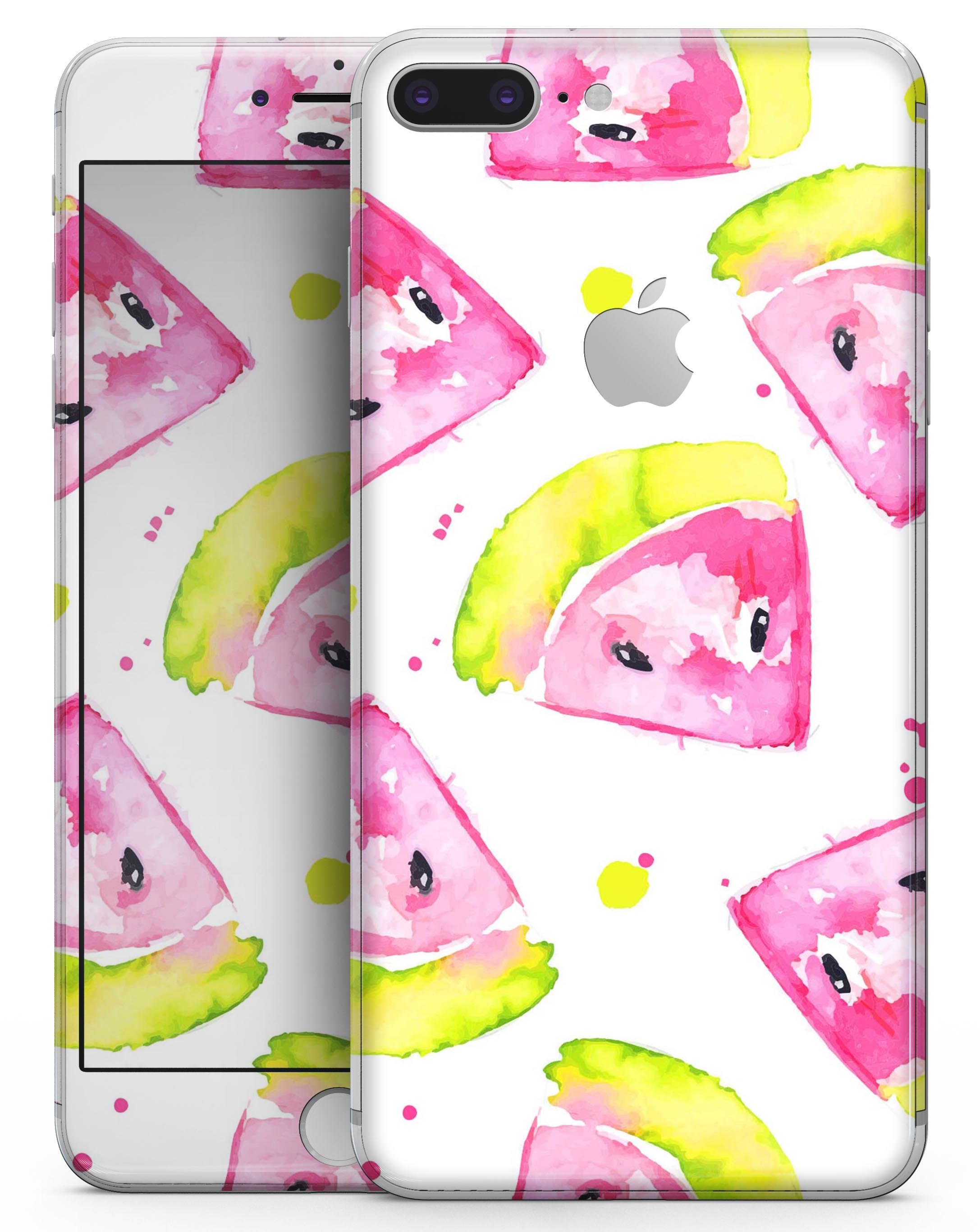 Bright Highlighter WaterColor-Melins skin for iPhone 8 and 8 Plus, showcasing vibrant colors and premium vinyl material.