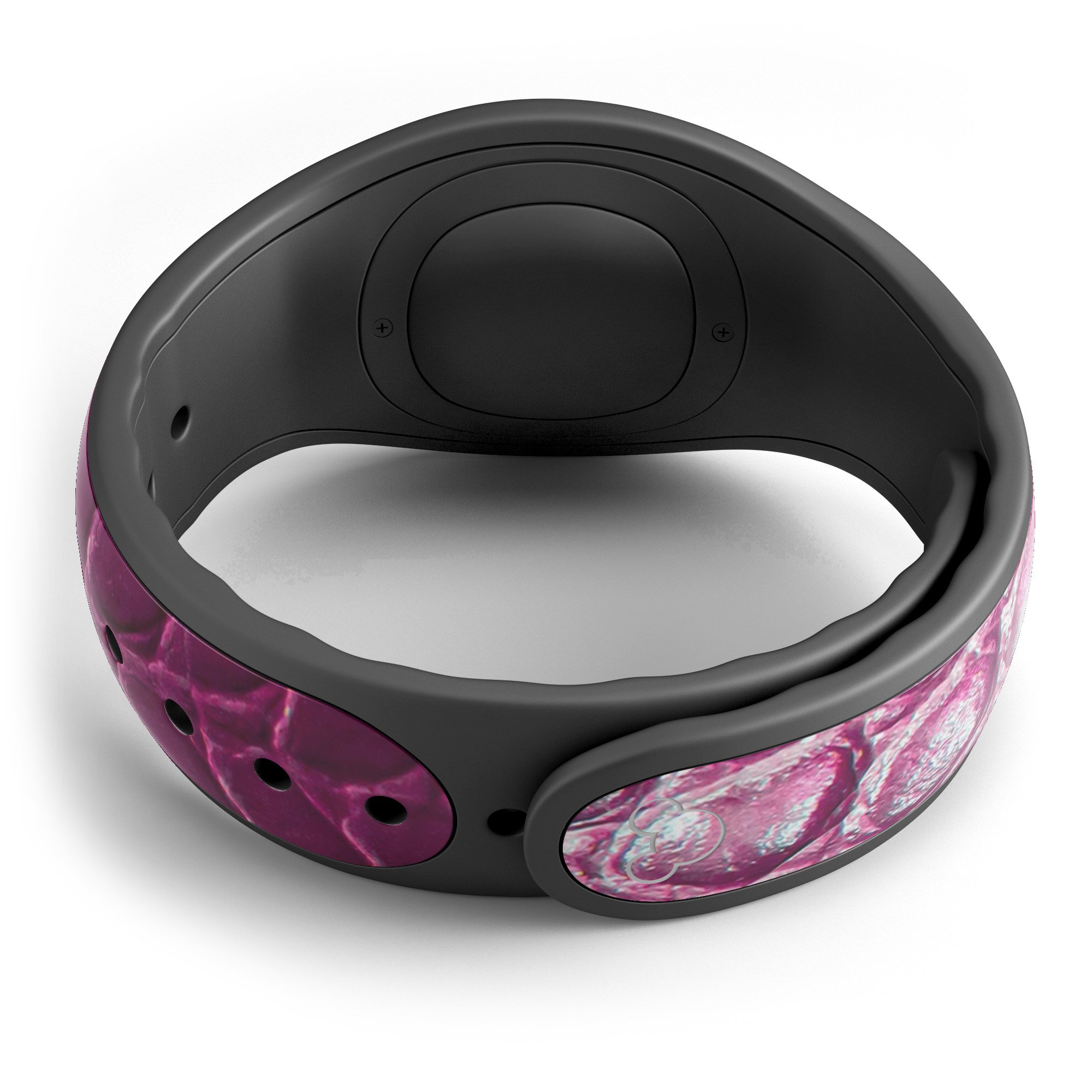 Bright magenta alligator skin decal wrap for Disney Magic Band, showcasing vibrant color and textured design.