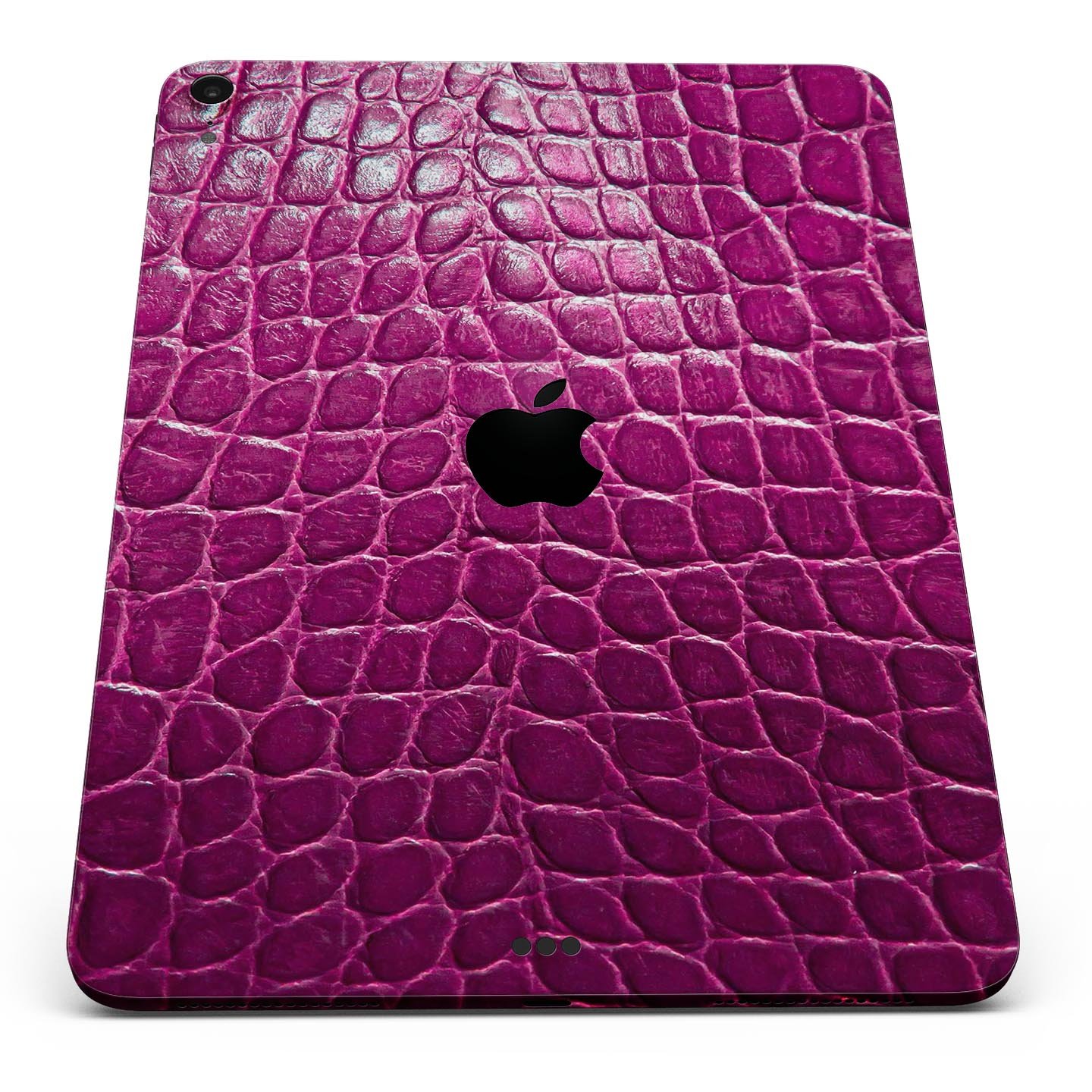 Bright magenta alligator skin decal for Apple devices, showcasing a textured design and vibrant color for stylish protection.