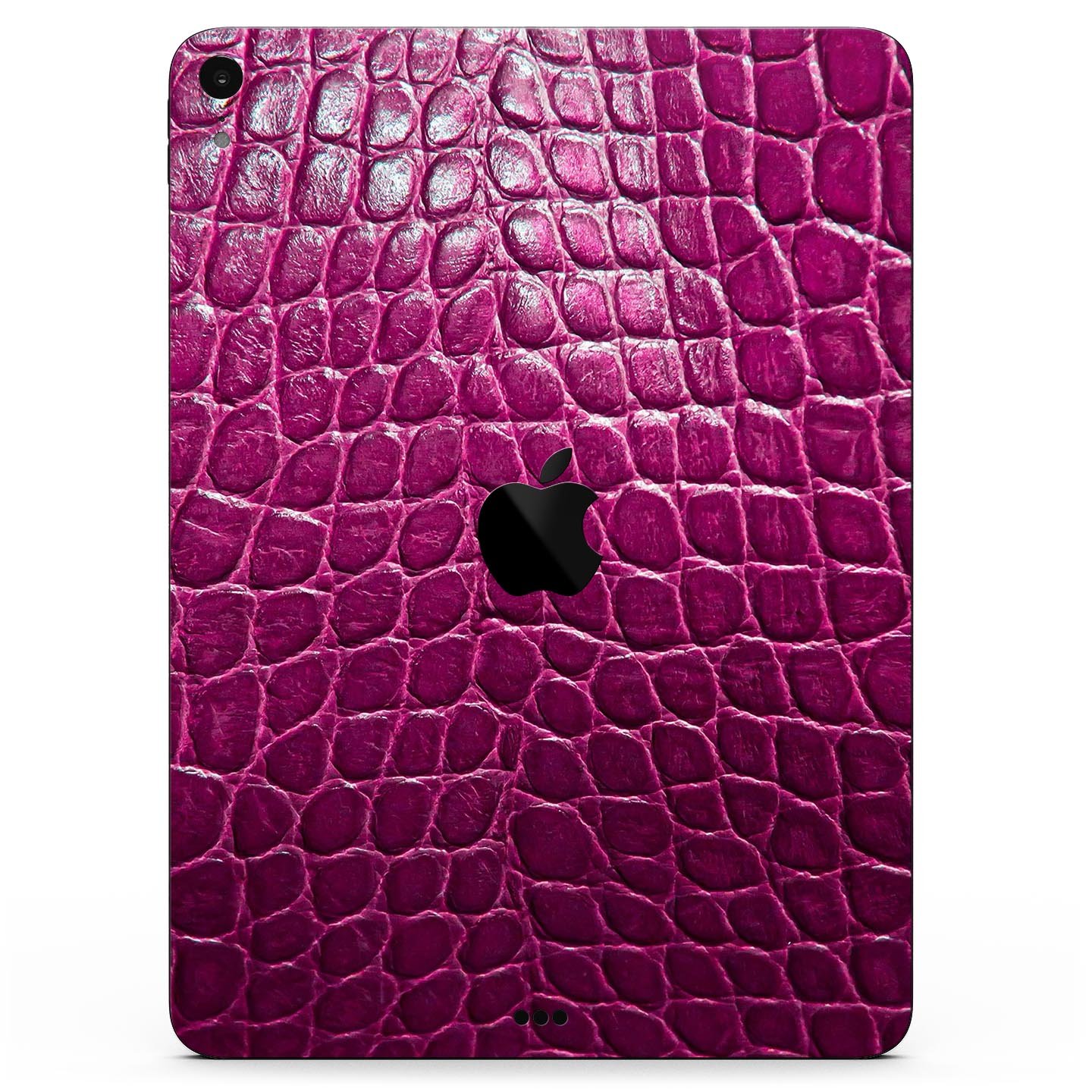 Bright magenta alligator skin decal for Apple devices, showcasing a textured design and vibrant color for stylish protection.