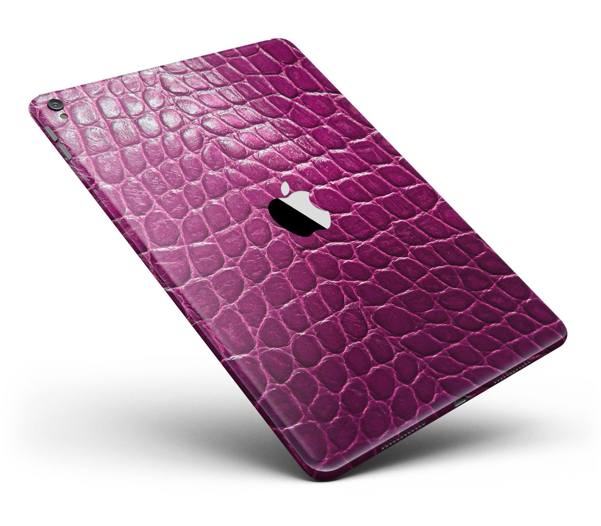 Bright magenta alligator skin full body skin for iPad Pro, showcasing its vibrant color and unique texture.