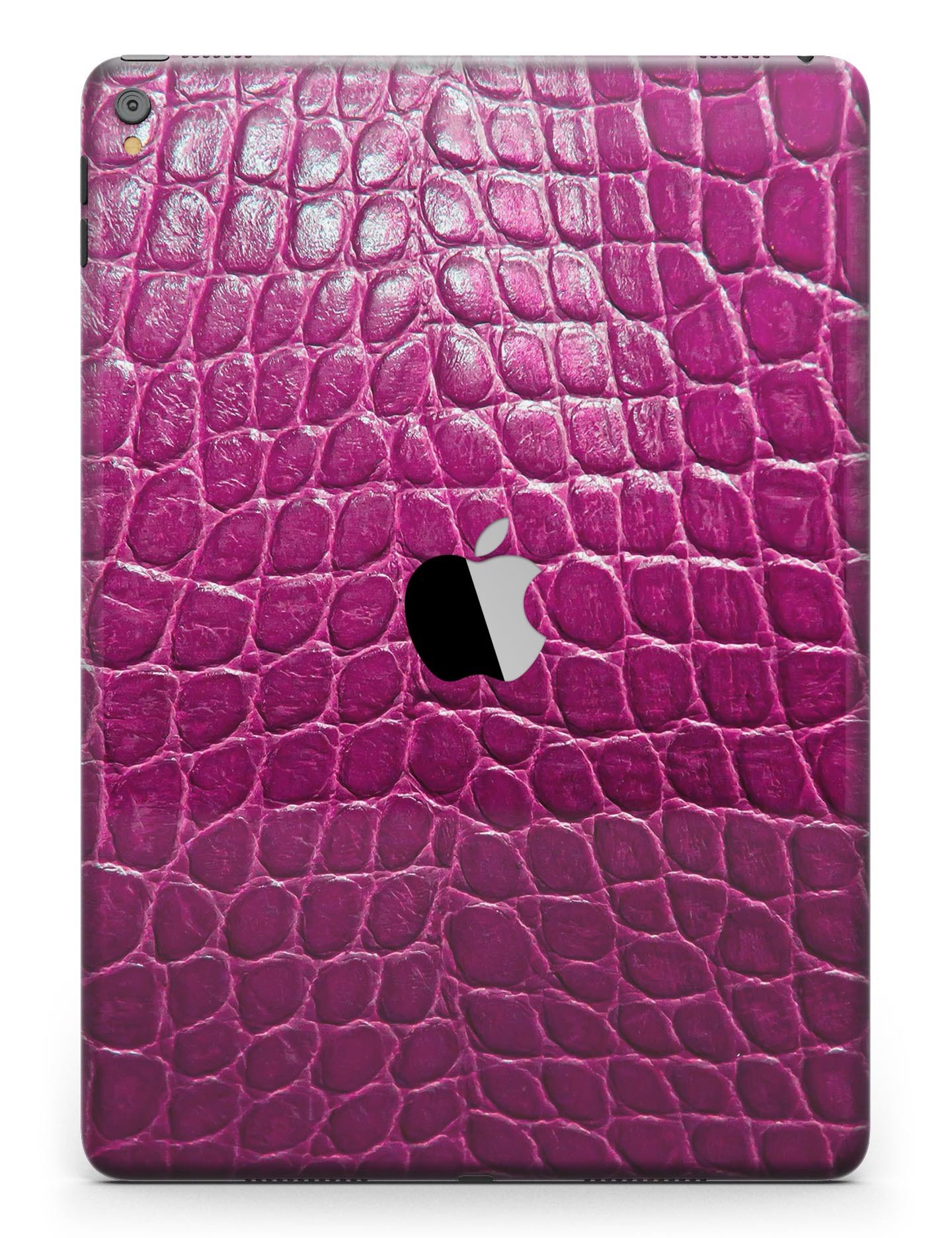 Bright magenta alligator skin full body skin for iPad Pro, showcasing its vibrant color and unique texture.