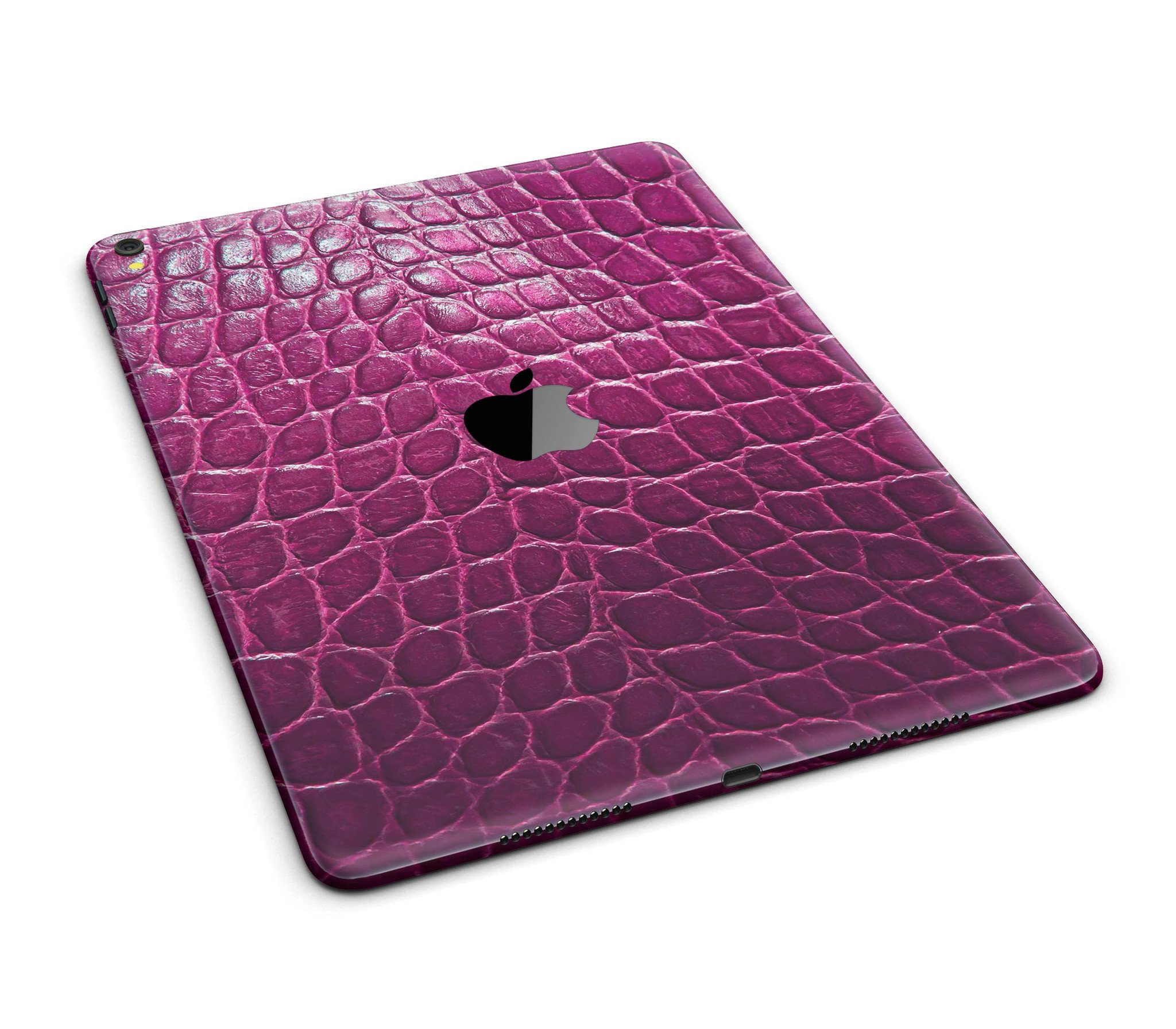 Bright magenta alligator skin full body skin for iPad Pro, showcasing its vibrant color and unique texture.