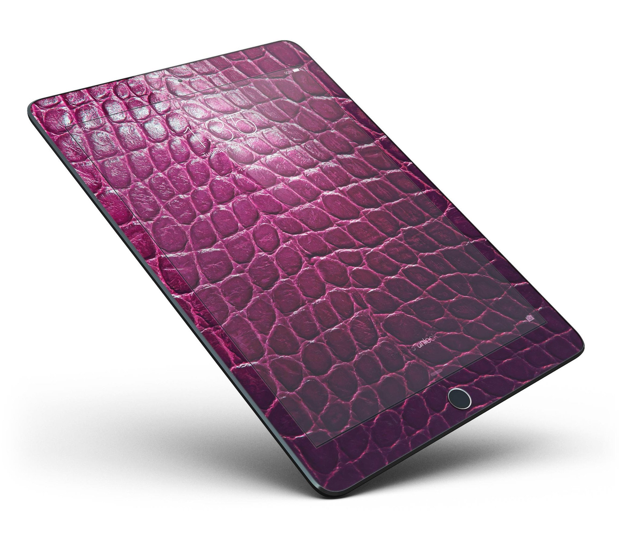 Bright magenta alligator skin full body skin for iPad Pro, showcasing its vibrant color and unique texture.