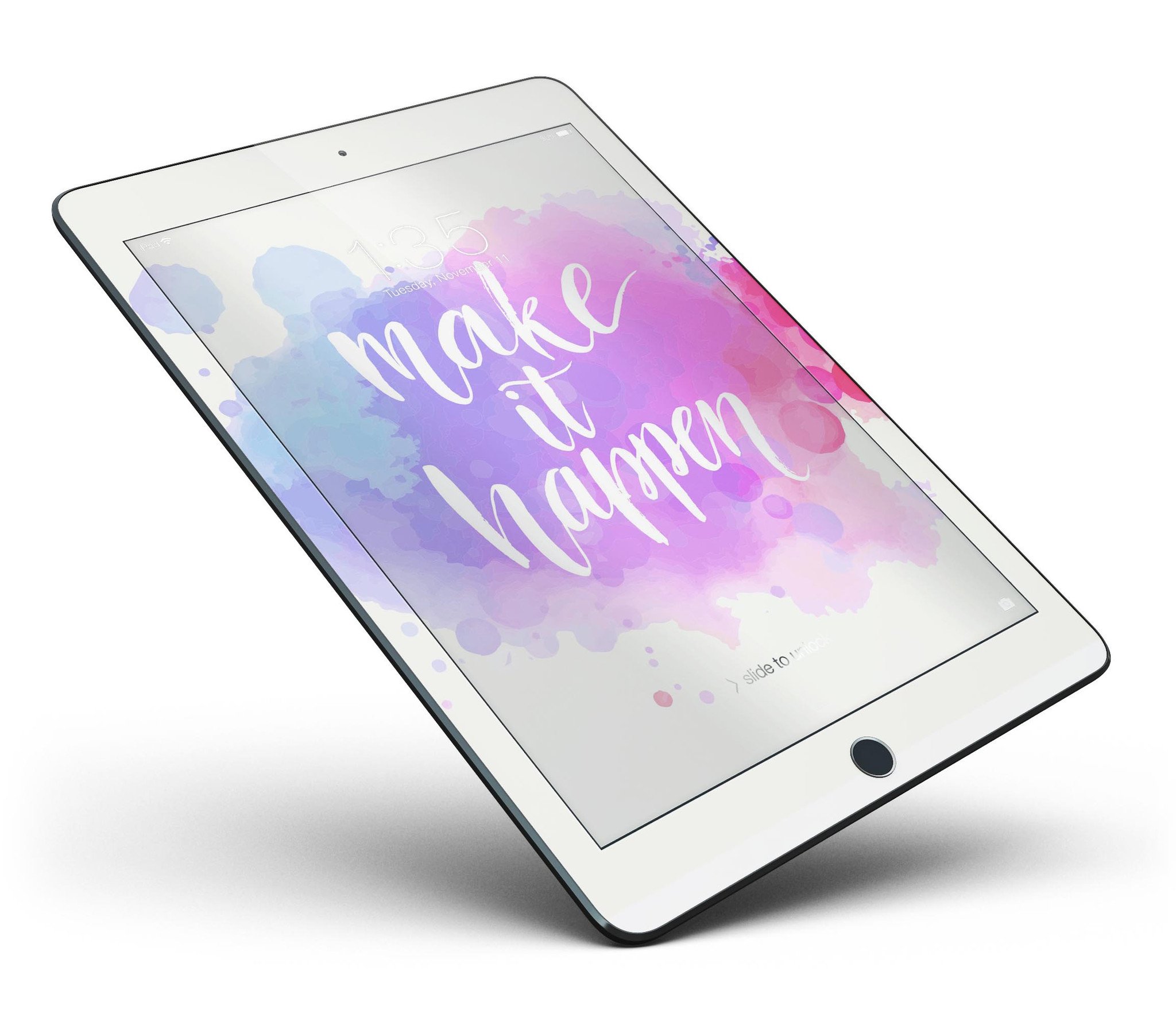 Bright Make it Happen Full Body Skin for iPad Pro, showcasing vibrant design and premium vinyl material.