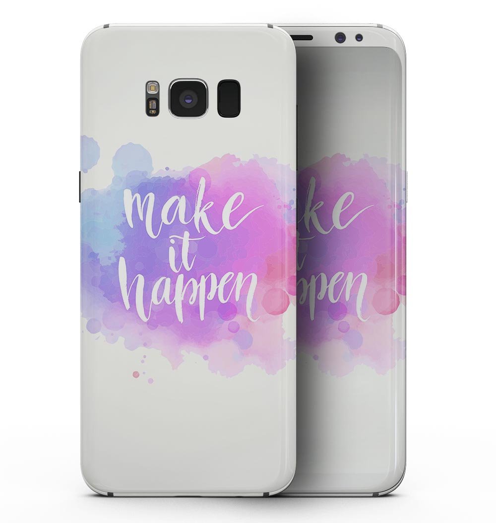 Bright Make it Happen Full-Body Skin Kit for Samsung Galaxy S8, showcasing vibrant design and premium vinyl material.