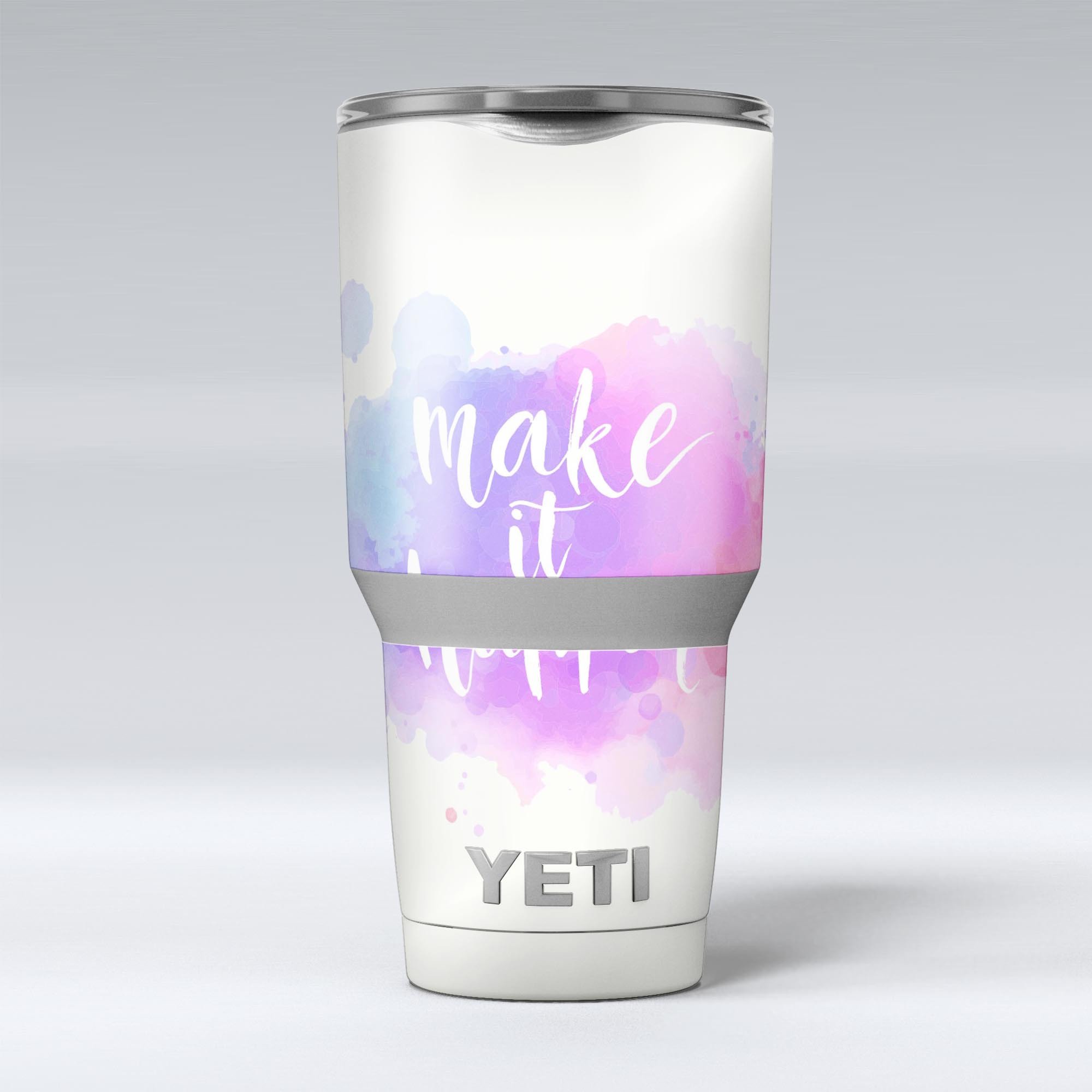 Bright Make it Happen Skin Decal Vinyl Wrap Kit for Yeti Coolers, showcasing vibrant design and premium vinyl material.