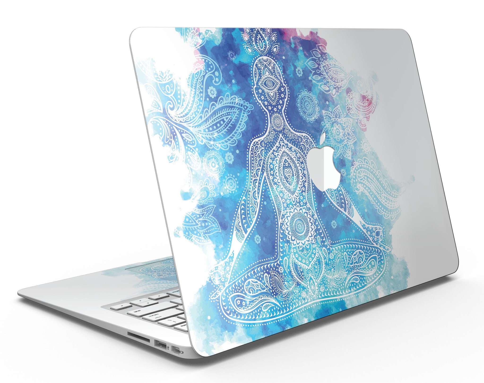 Bright Oil Yoga Mood Skin Kit for MacBook Air, showcasing vibrant design and premium vinyl material.