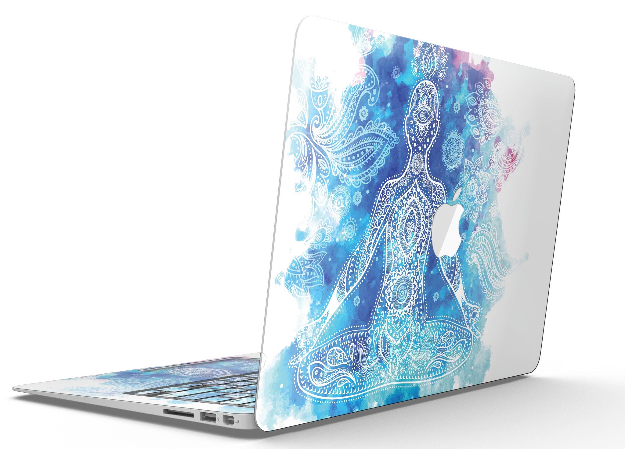 Bright Oil Yoga Mood Skin Kit for MacBook Air, showcasing vibrant design and premium vinyl material.