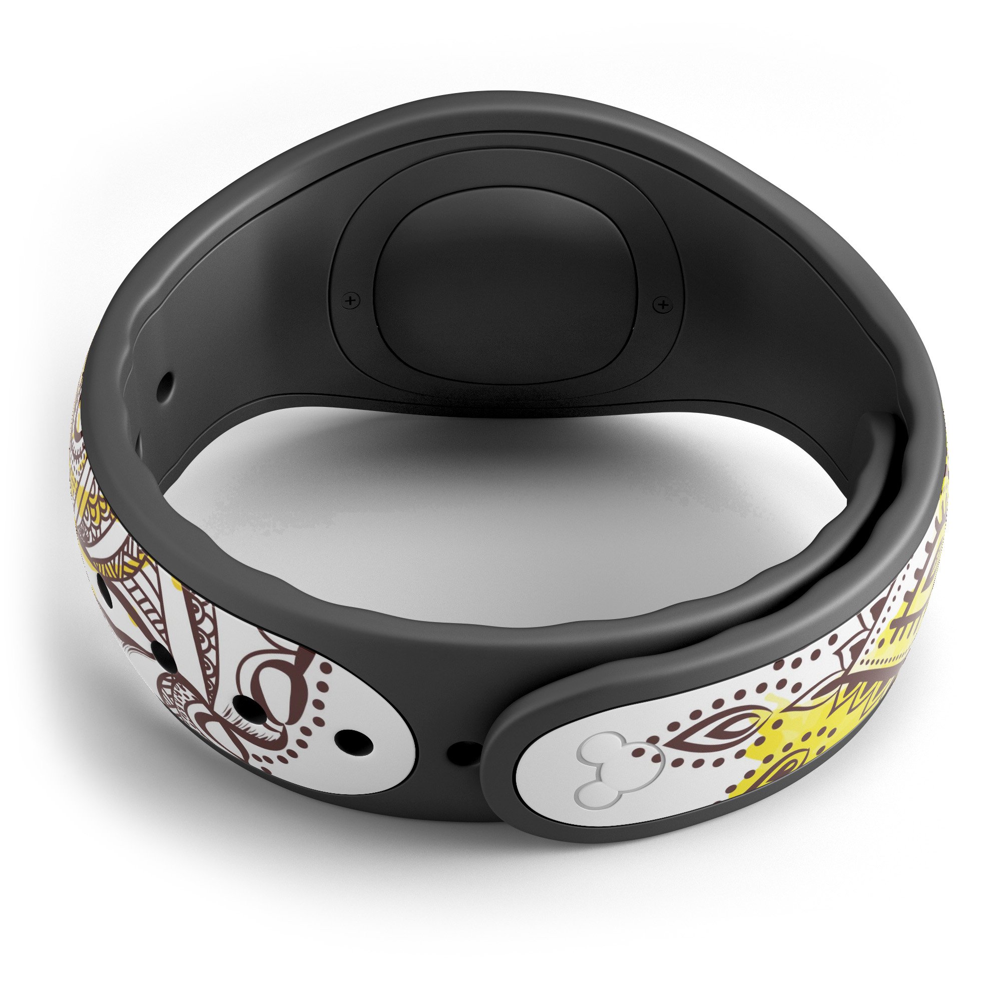 Bright Orange Ethnic Elephant decal skin wrap kit for Disney Magic Band, showcasing vibrant colors and intricate design.