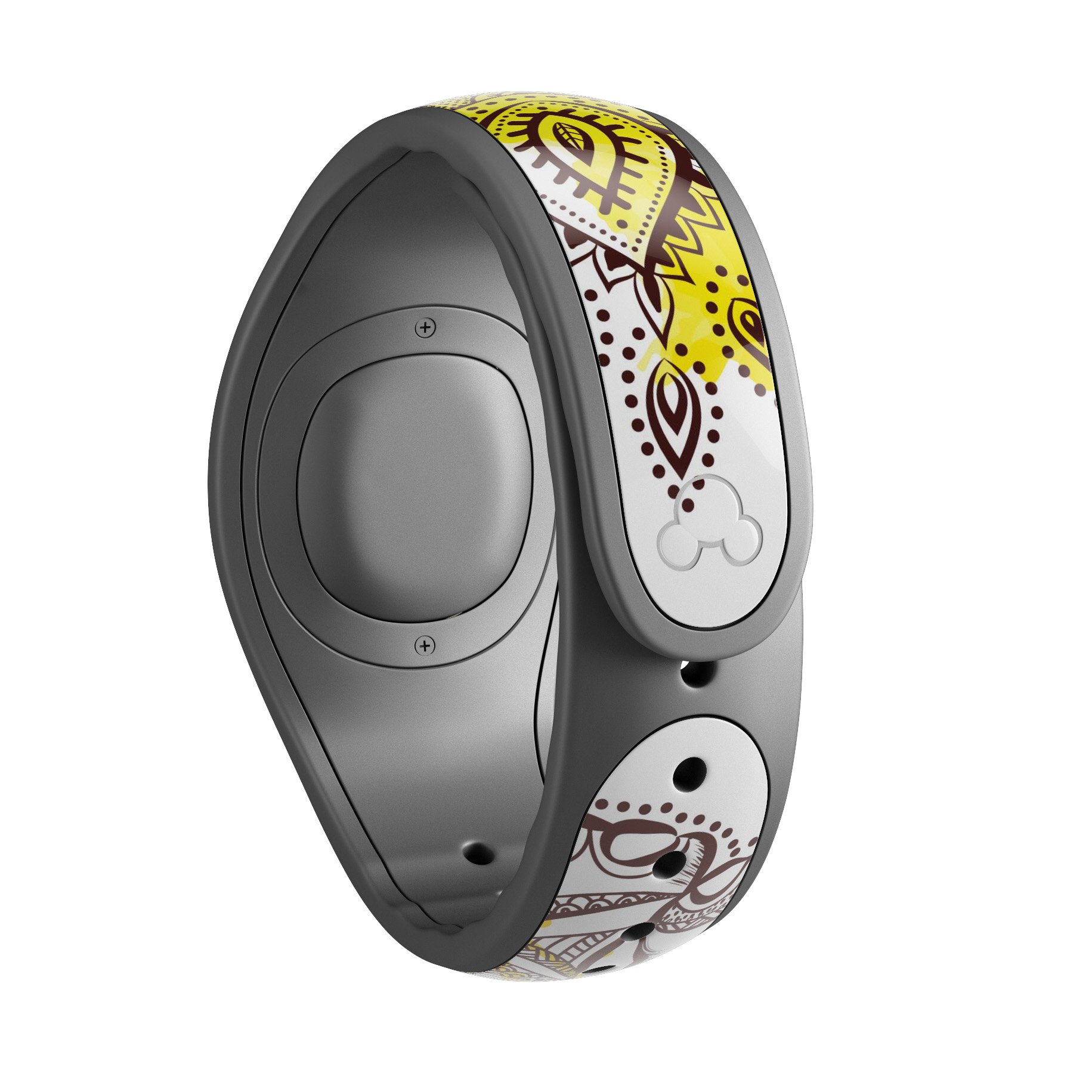 Bright Orange Ethnic Elephant decal skin wrap kit for Disney Magic Band, showcasing vibrant colors and intricate design.