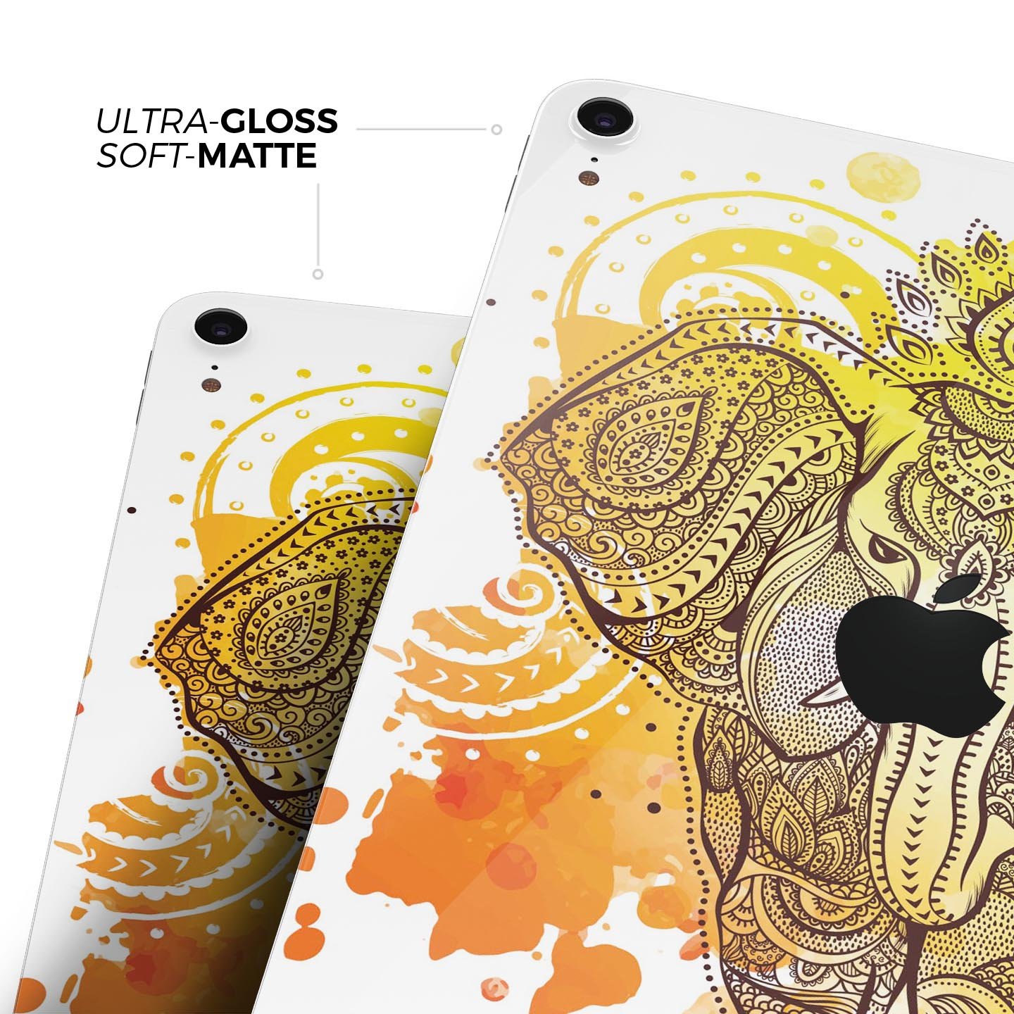 Bright Orange Ethnic Elephant full body skin decal for Apple devices, showcasing vibrant colors and intricate design.