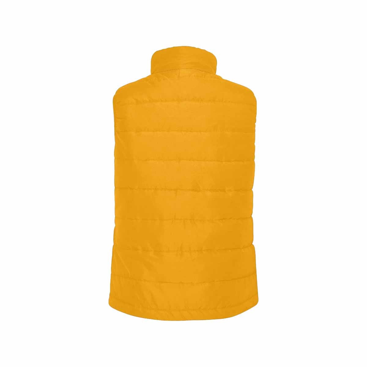 Bright orange men's padded vest with a quilted pattern and zipper closure, perfect for layering in cool weather.