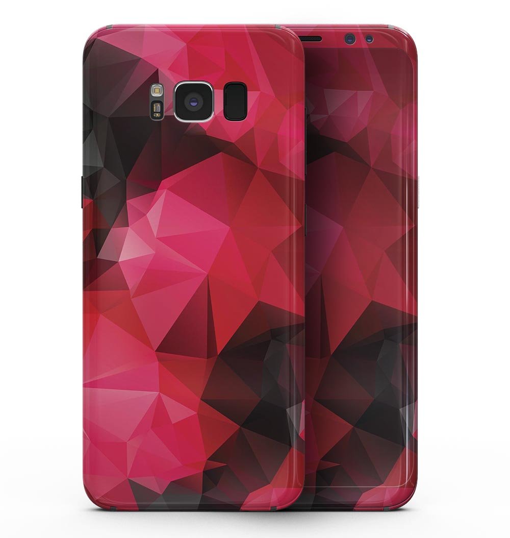 Bright Pink and Gray Geometric Triangles skin for Samsung Galaxy S8, showcasing vibrant colors and geometric patterns.