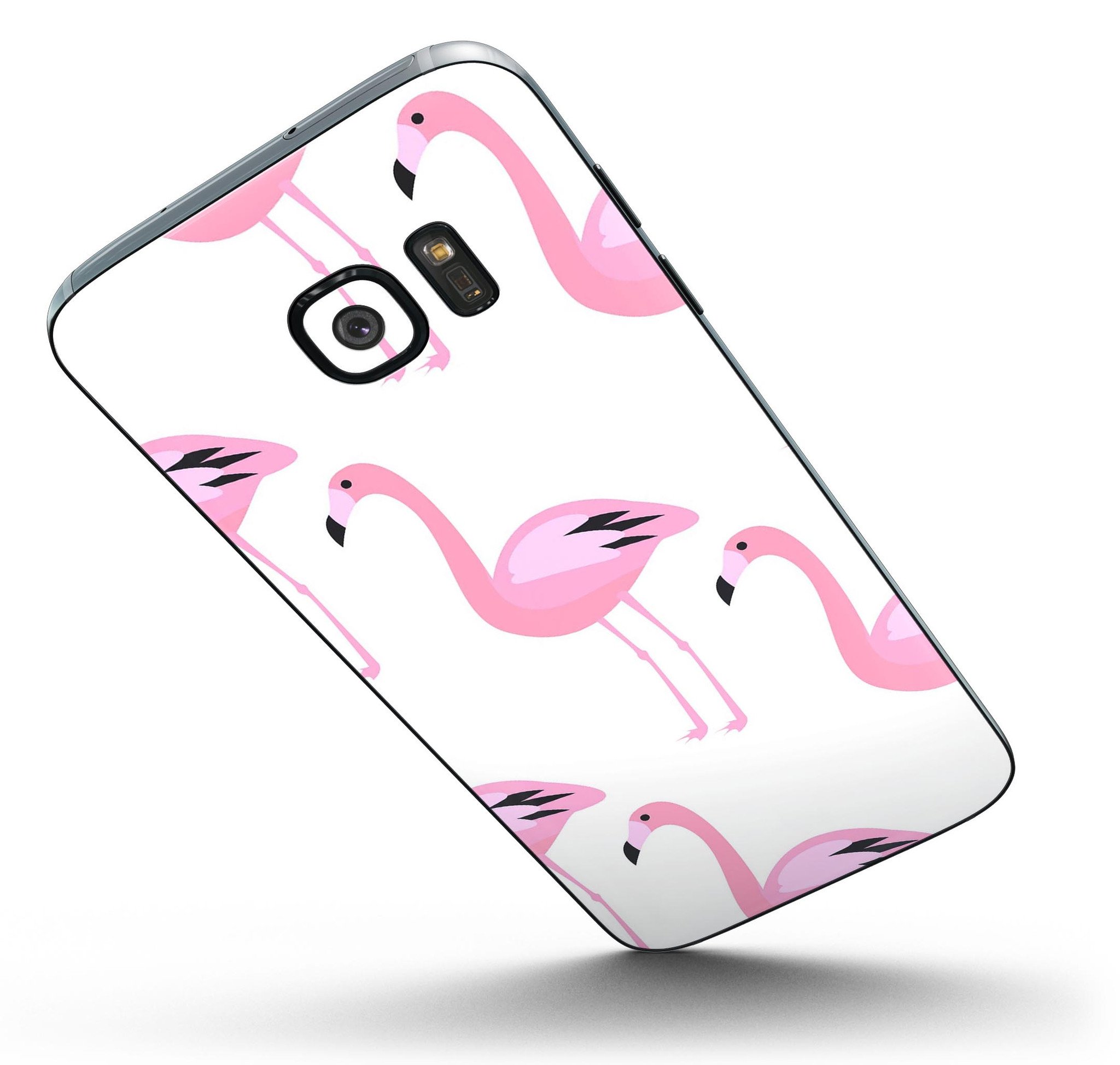 Bright Pink Flamingo Pattern skin kit for Samsung Galaxy S7/S7 Edge, showcasing vibrant colors and premium vinyl material.