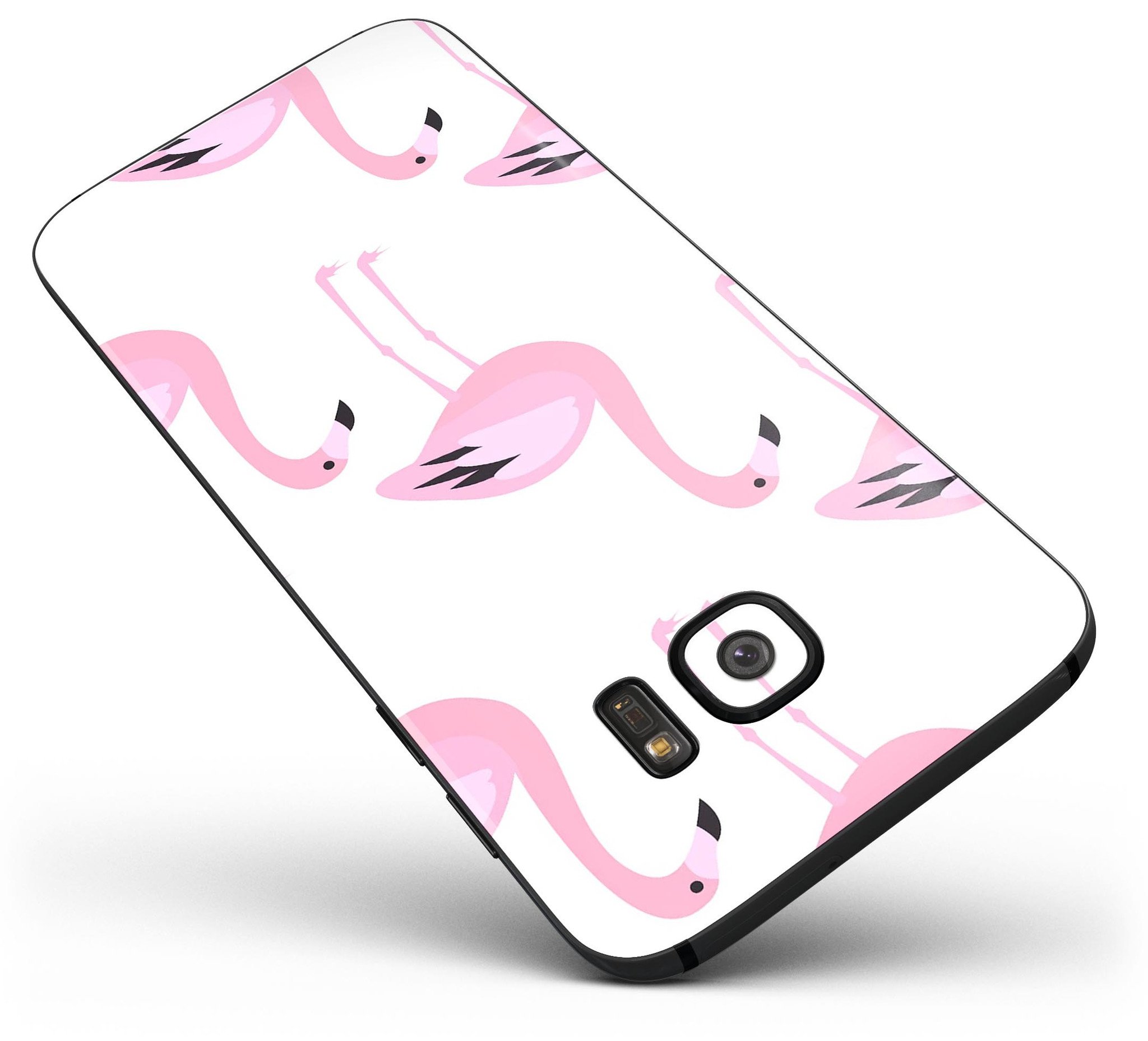 Bright Pink Flamingo Pattern skin kit for Samsung Galaxy S7/S7 Edge, showcasing vibrant colors and premium vinyl material.