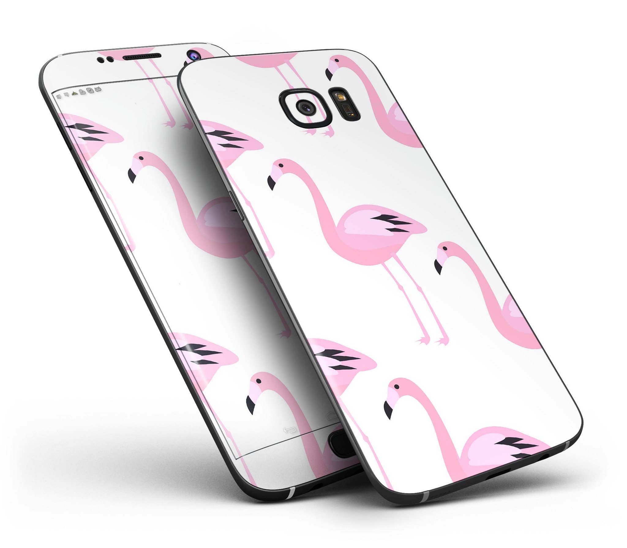 Bright Pink Flamingo Pattern skin kit for Samsung Galaxy S7/S7 Edge, showcasing vibrant colors and premium vinyl material.