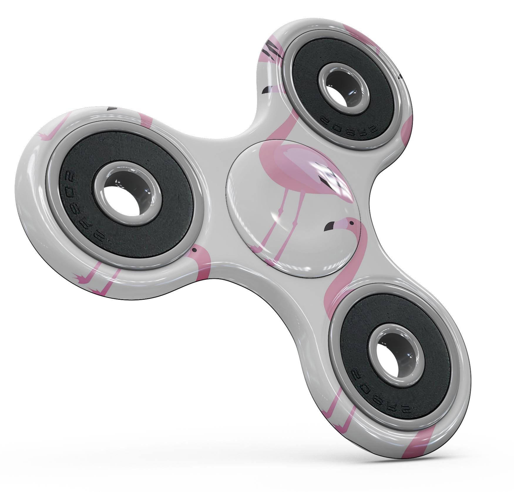 Bright Pink Flamingo Pattern Full-Body Fidget Spinner Skin-Kit showcasing vibrant flamingo design on durable vinyl.