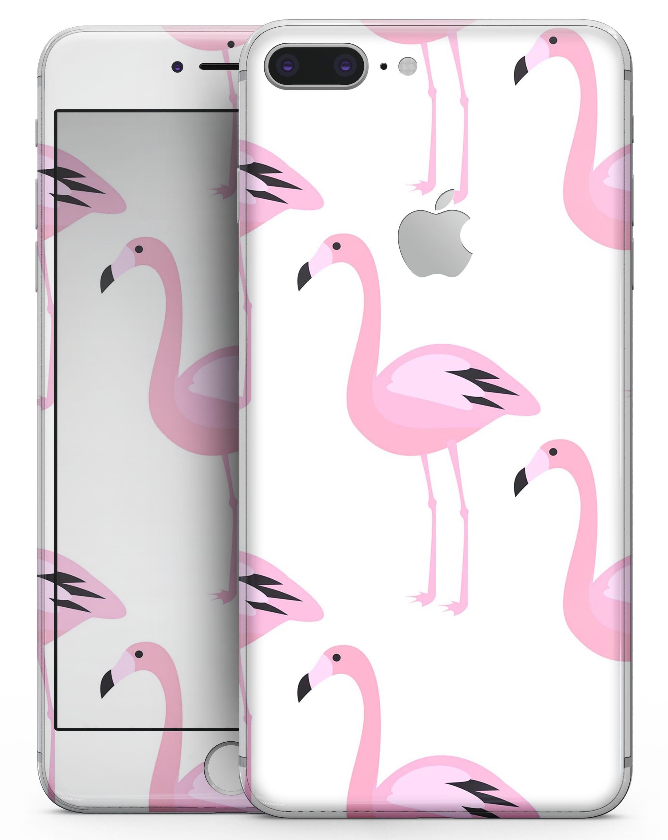 Bright Pink Flamingo Pattern skin for iPhone 8 and 8 Plus, showcasing vibrant colors and stylish design.