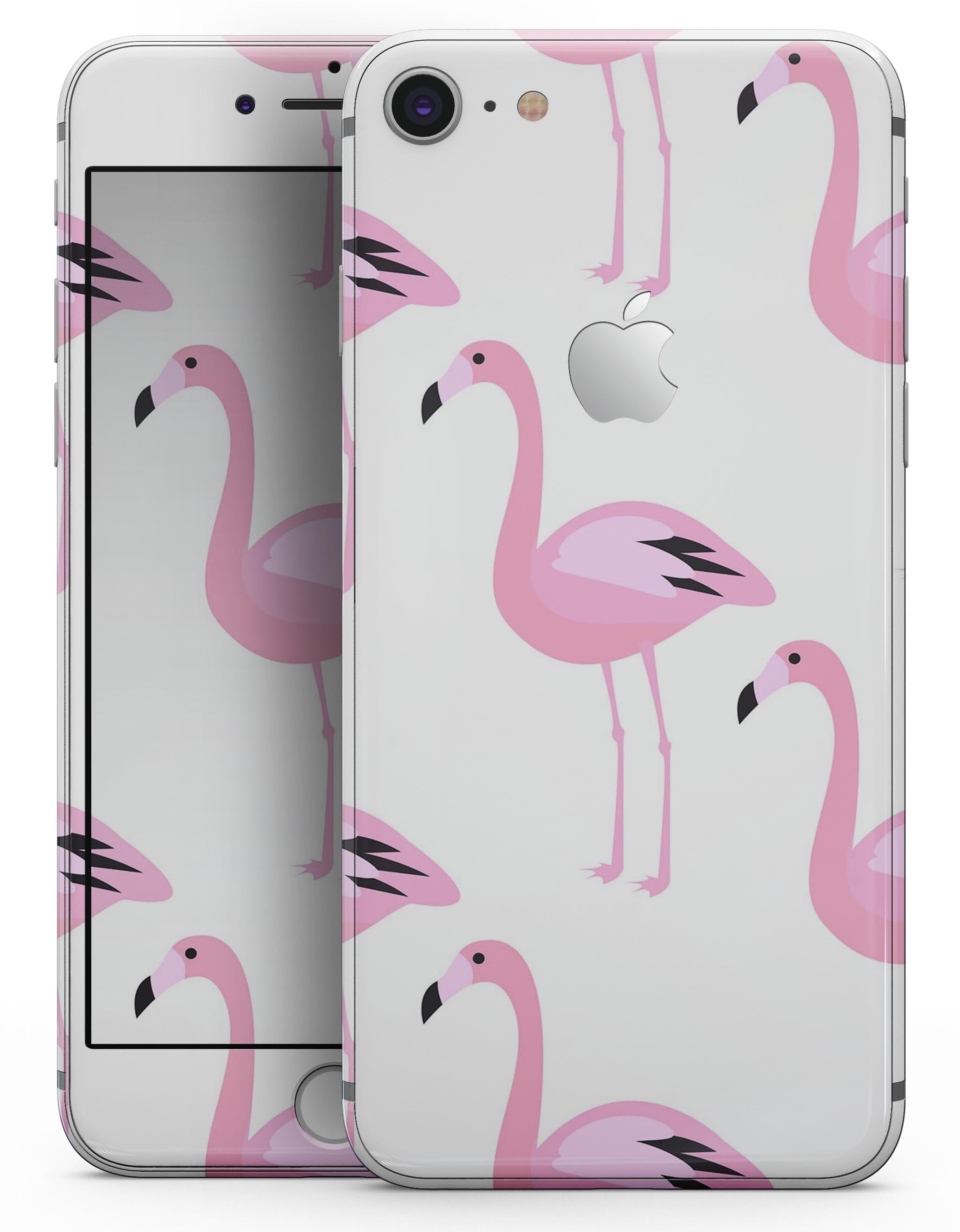 Bright Pink Flamingo Pattern skin for iPhone 8 and 8 Plus, showcasing vibrant colors and stylish design.