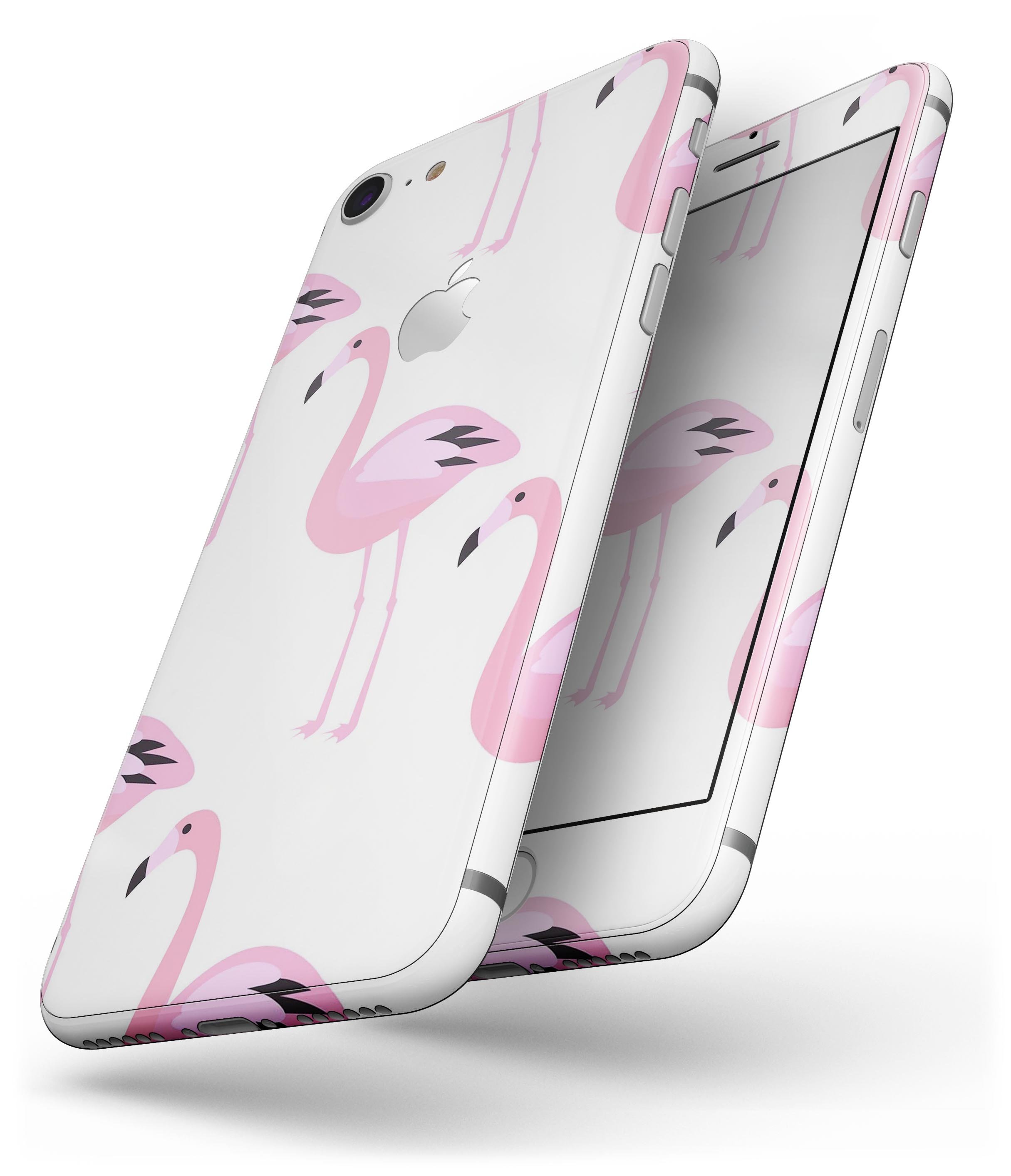 Bright Pink Flamingo Pattern skin for iPhone 8 and 8 Plus, showcasing vibrant colors and stylish design.