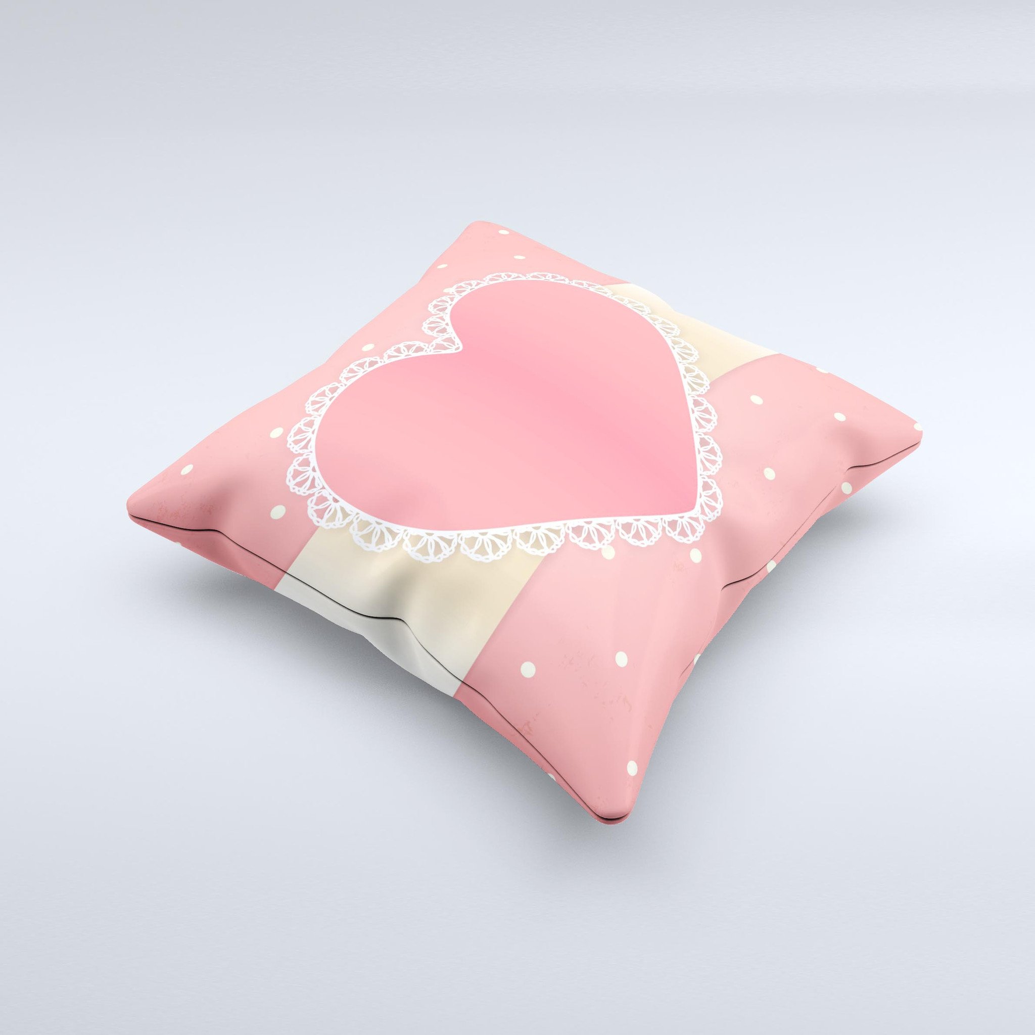 Bright Pink Heart Lace V3 ink-Fuzed Decorative Throw Pillow featuring a vibrant pink color and intricate lace design, perfect for home decor.