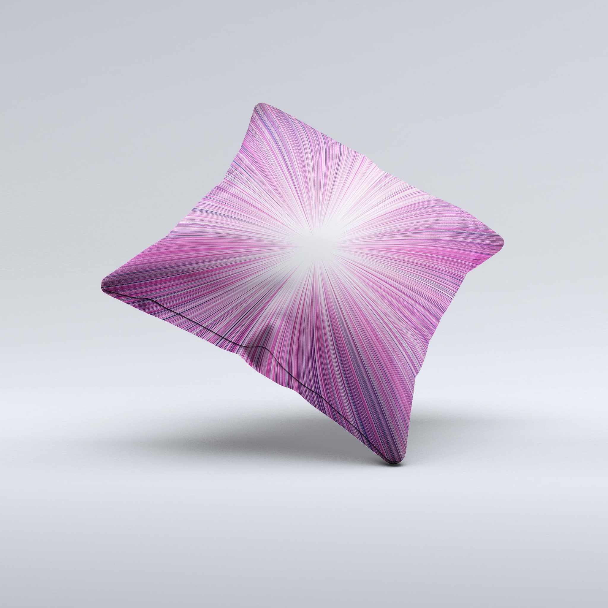 Bright Purple Rays Ink-Fuzed Decorative Throw Pillow showcasing vibrant purple hues and unique handcrafted design.