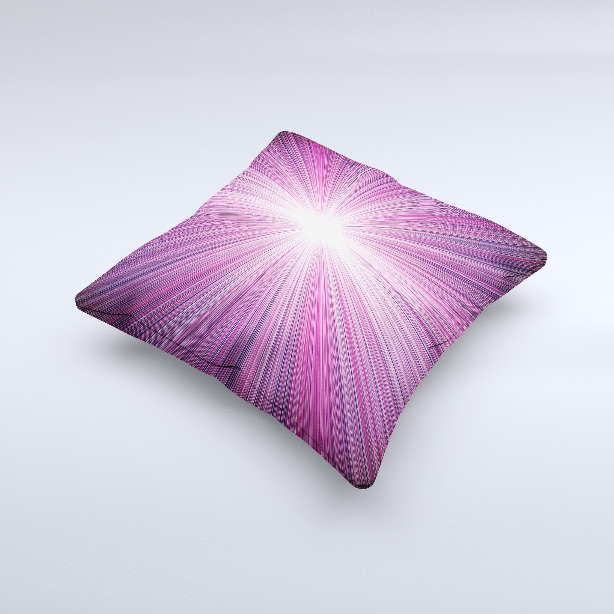 Bright Purple Rays Ink-Fuzed Decorative Throw Pillow showcasing vibrant purple hues and unique handcrafted design.