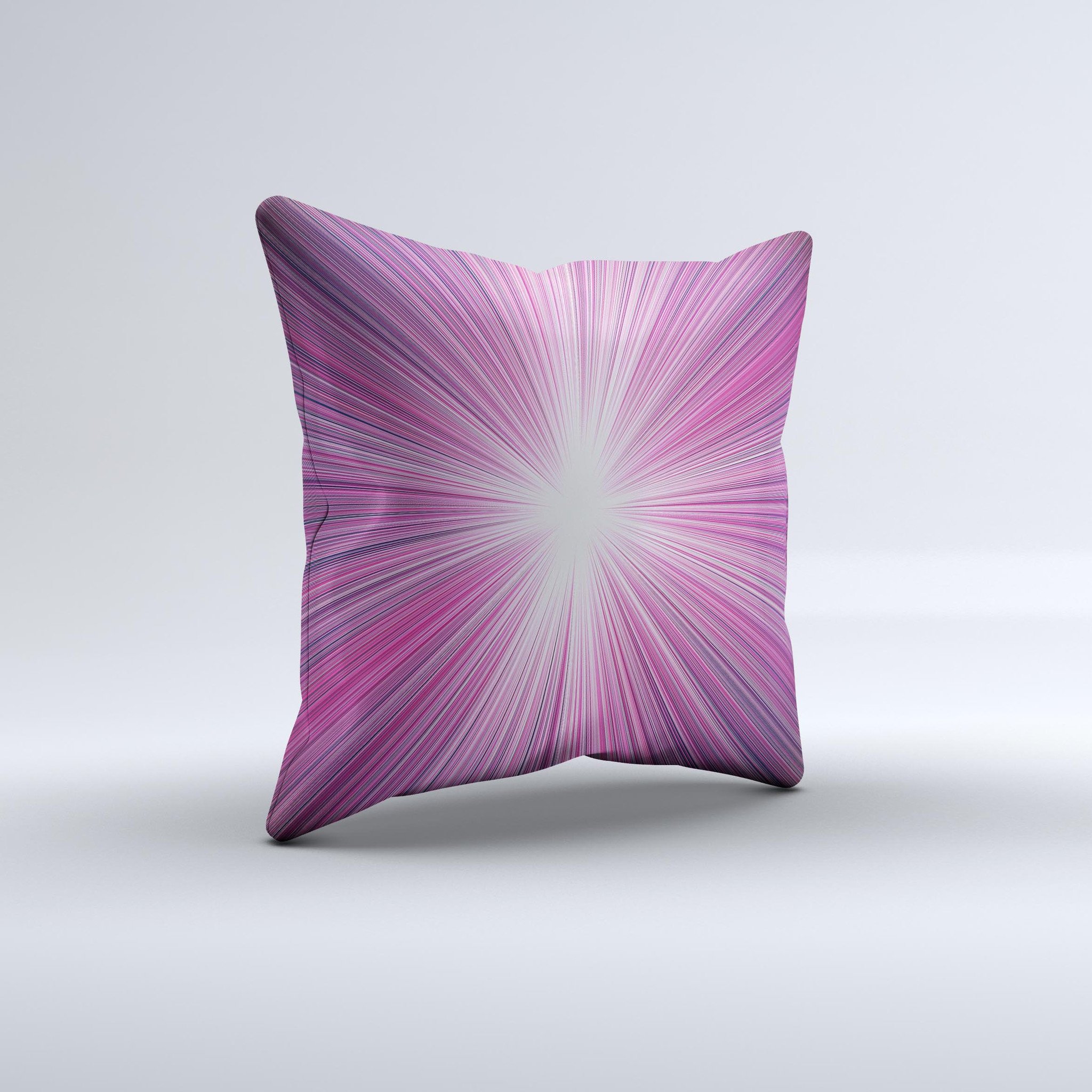 Bright Purple Rays Ink-Fuzed Decorative Throw Pillow showcasing vibrant purple hues and unique handcrafted design.