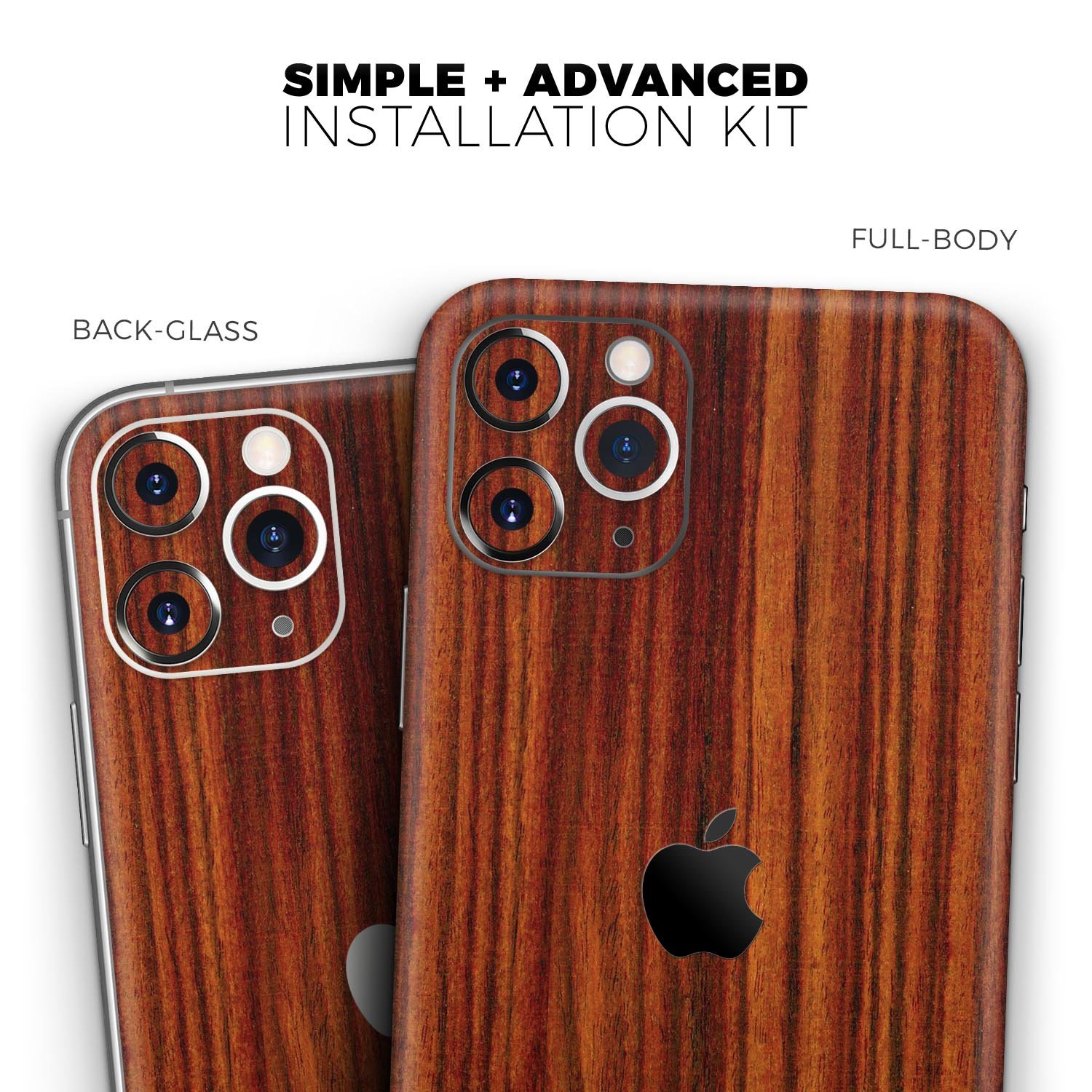 Bright Red Ebony Woodgrain Skin-Kit for Apple iPhone, showcasing a stylish woodgrain design.