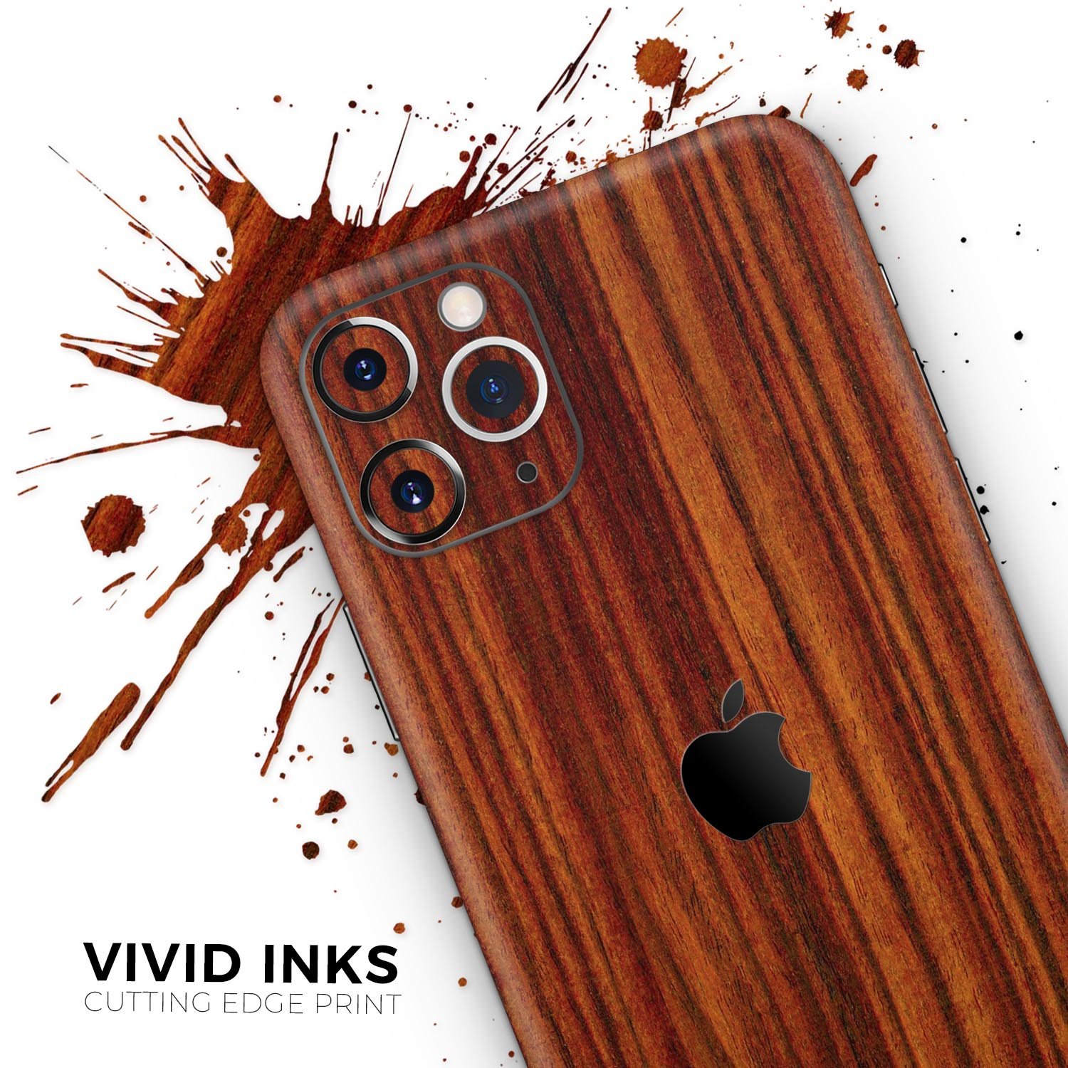 Bright Red Ebony Woodgrain Skin-Kit for Apple iPhone, showcasing a stylish woodgrain design.